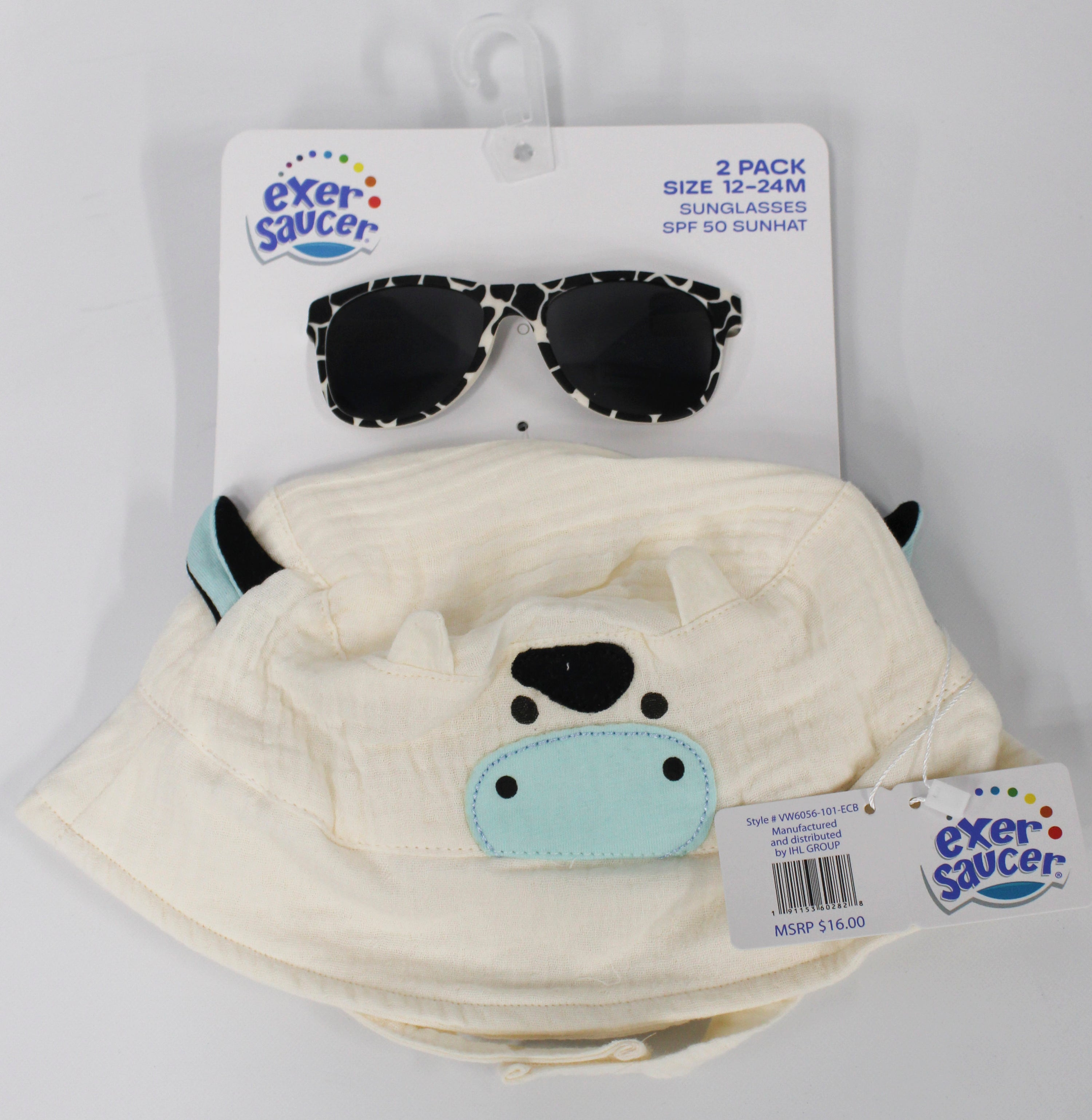2pc Baby Set - Hat & Sunglasses White/Blue (2 Pieces)