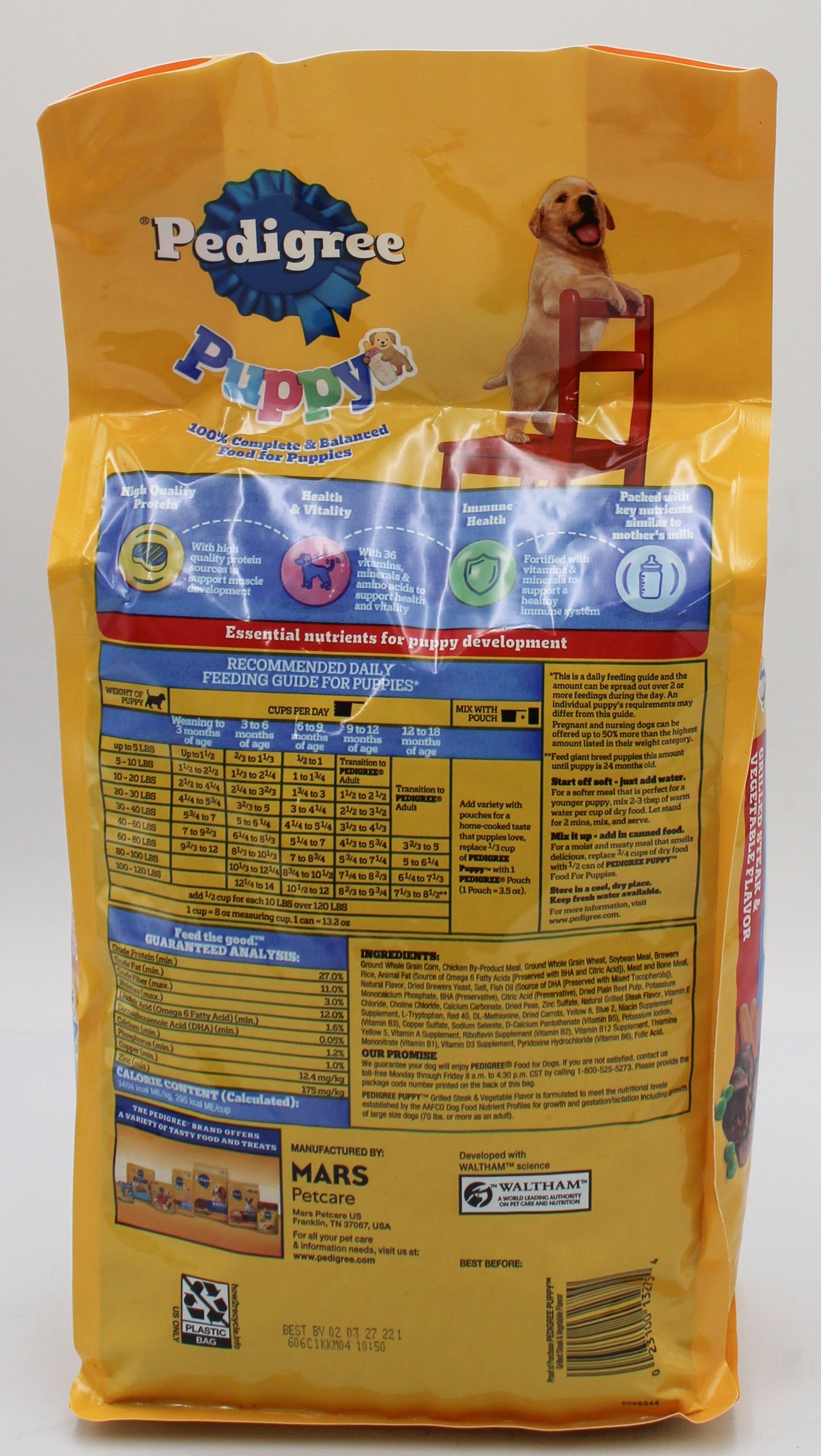 PEDIGREE PUPPY GROWTH & PROTECTION GRILLED STEAK & VEGETABLE FLAVOR DRY DOG FOOD, 3.5 LBS BB 2/3/2027