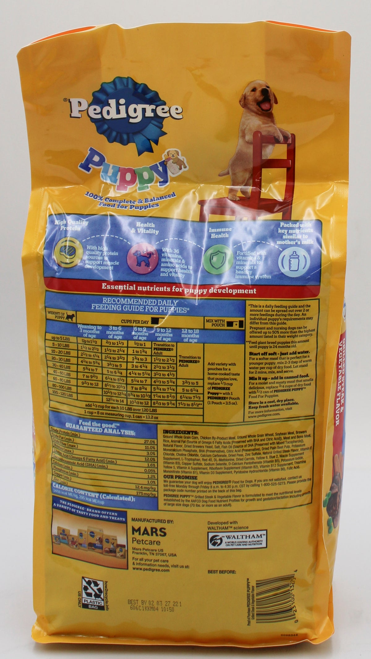 PEDIGREE PUPPY GROWTH & PROTECTION GRILLED STEAK & VEGETABLE FLAVOR DRY DOG FOOD, 3.5 LBS BB 2/3/2027