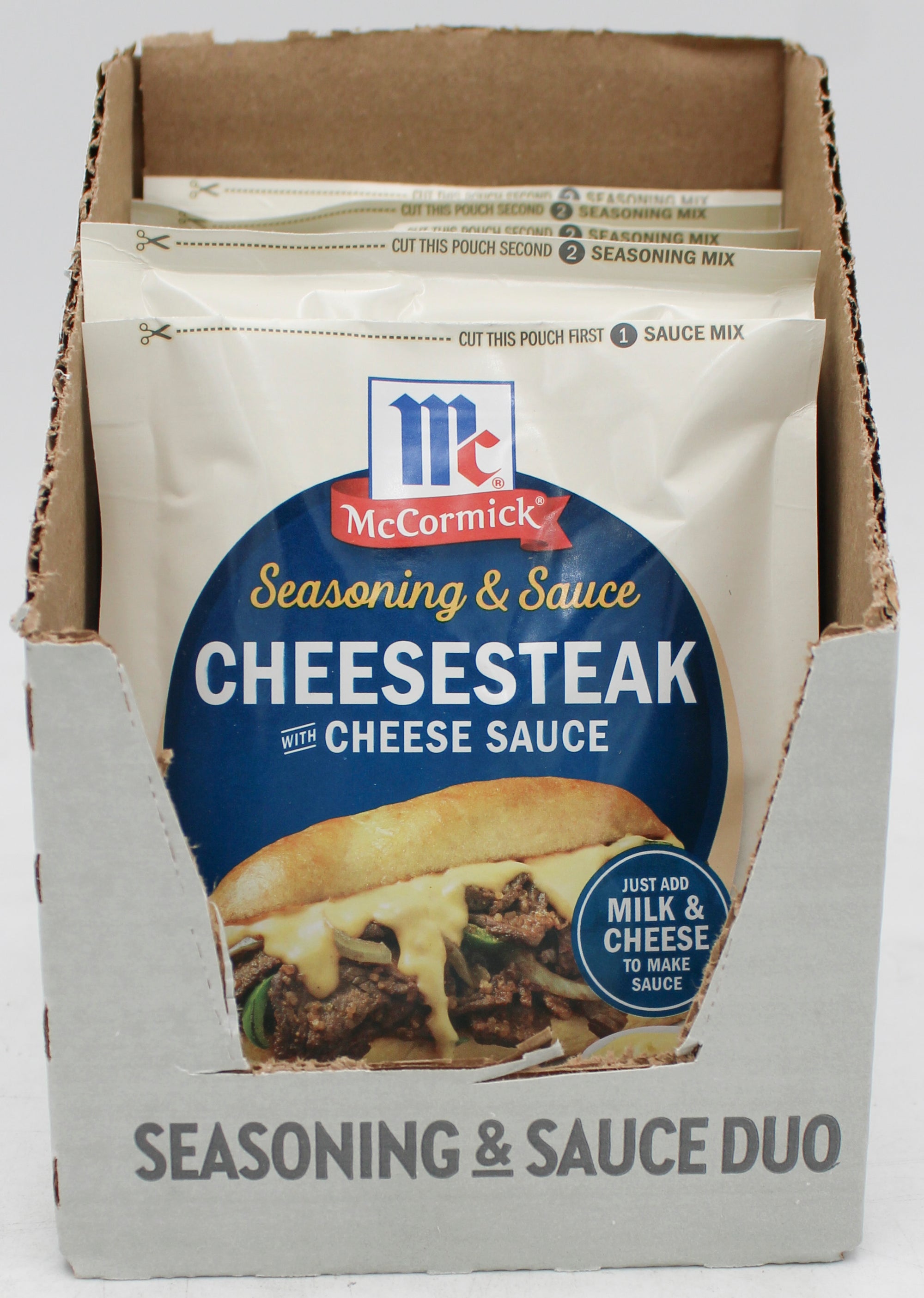 MCCORMICK SEASONING & SAUCE CHEESESTEAK WITH CHEESE SAUCE 1.37 OZ Best By  11/16/26