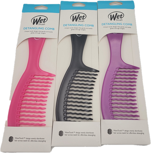 WET BRUSH DETANGLING COMB WIDE TOOTH ASSORTED COLORS NI