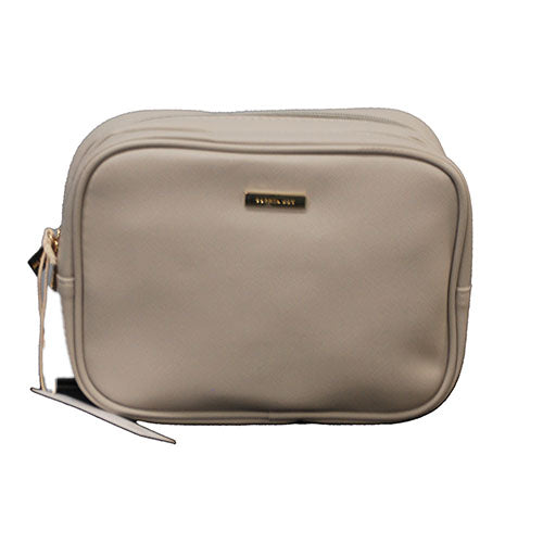 CONAIR SOPHIA JOY DOUBLE ZIP ORGANIZER-LIGHT GRAY  8" X6" NI