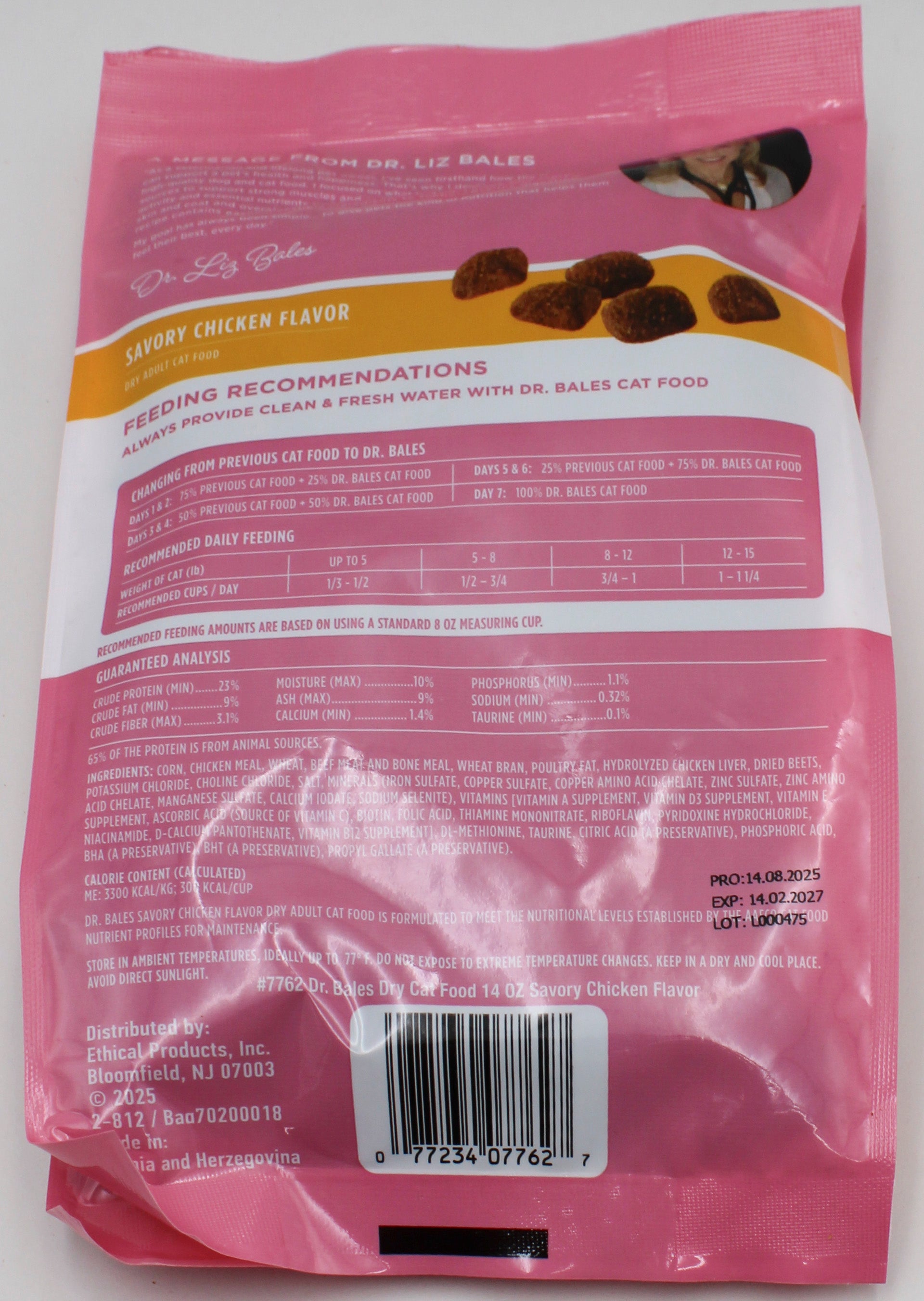 DR.BALES DRY CAT FOOD CHICKEN FLAVOR 14oz. EXP 2/14/2027