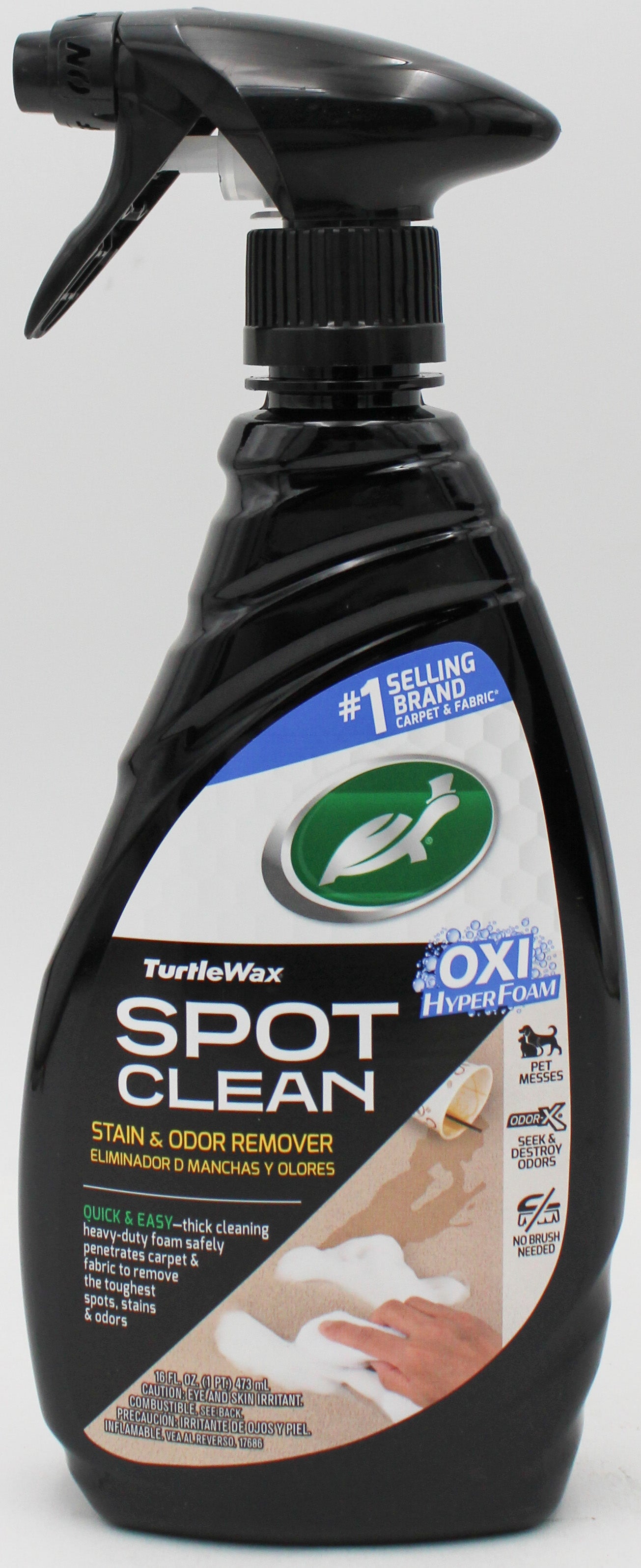 SP TURTLE WAX SPOT CLEAN STAIN & ODOR REMOVER 16 FL OZ OXI HYPER FOAM