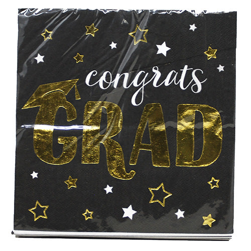 GRAD ADVENTURE LUNCH NAPKIN "CONGRATS GRAD"-3ply/16CT