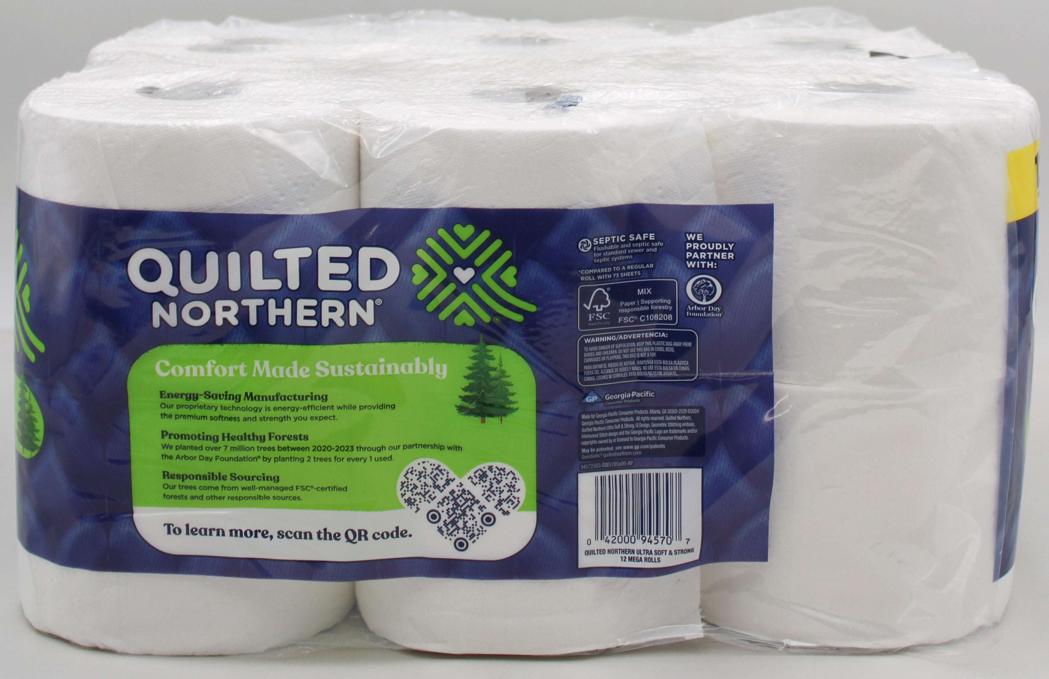 12 MEGA ROLLS QUILTED NORTHERN ULTRA SOFT & STRONG TOILET PAPER NI