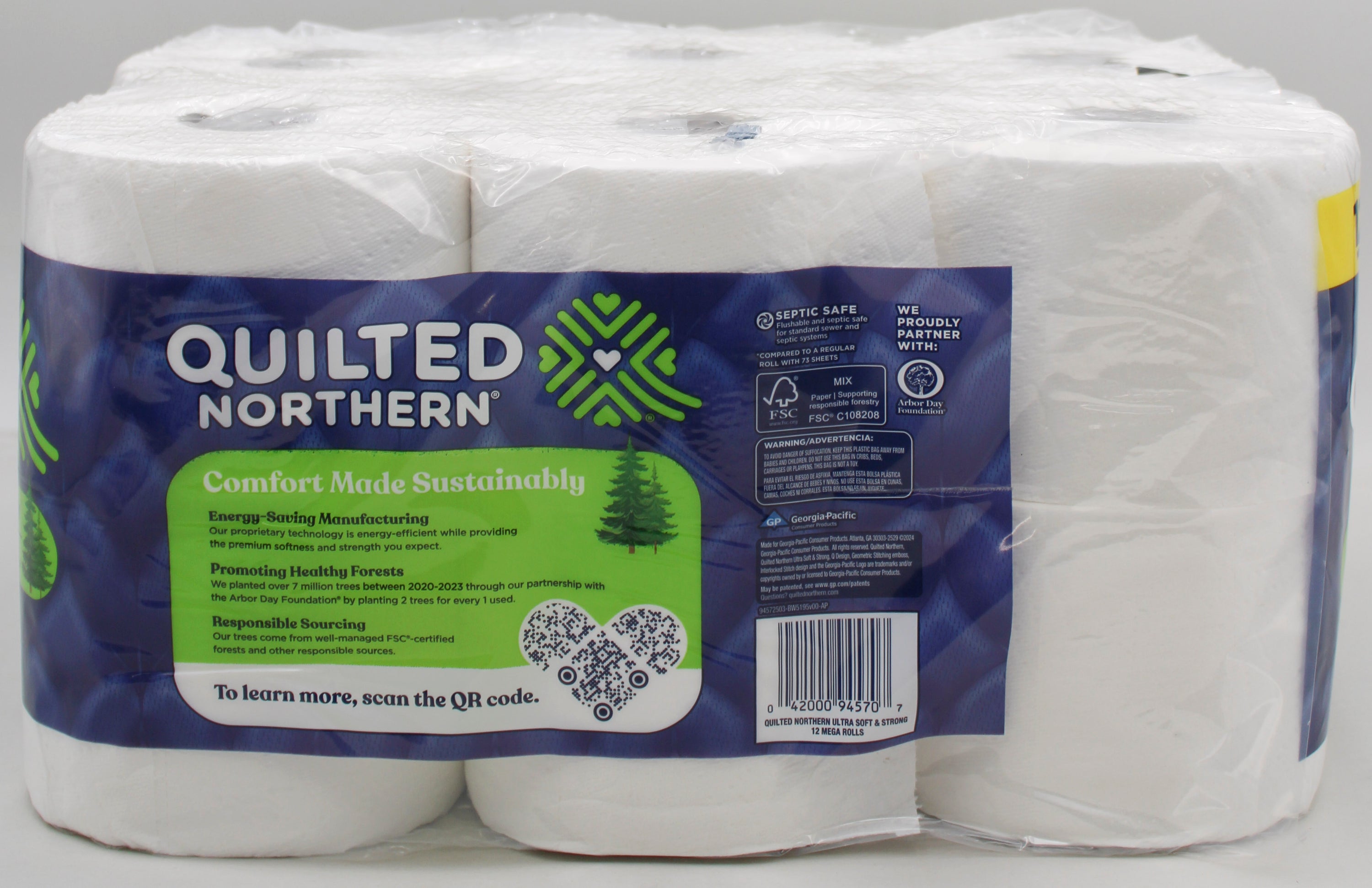 12 MEGA ROLLS QUILTED NORTHERN ULTRA SOFT & STRONG TOILET PAPER NI