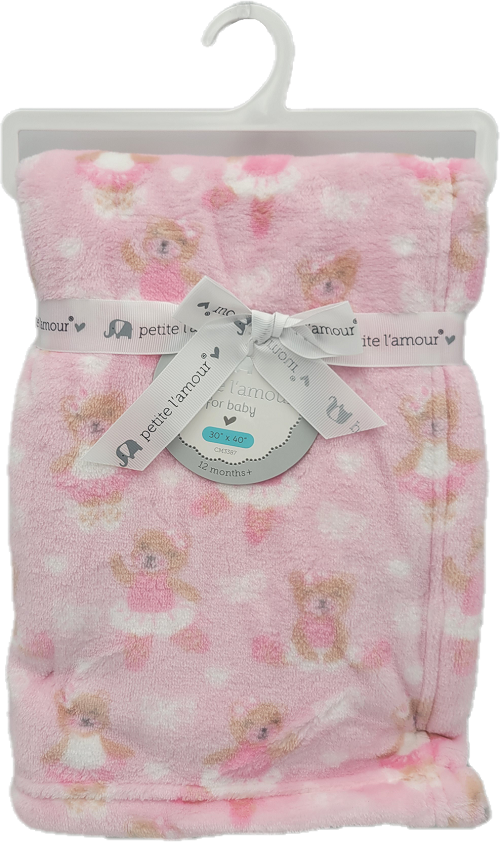 PETITE LAMOUR 30x40 SOFT PLUSH BABY BLANKET - PINK