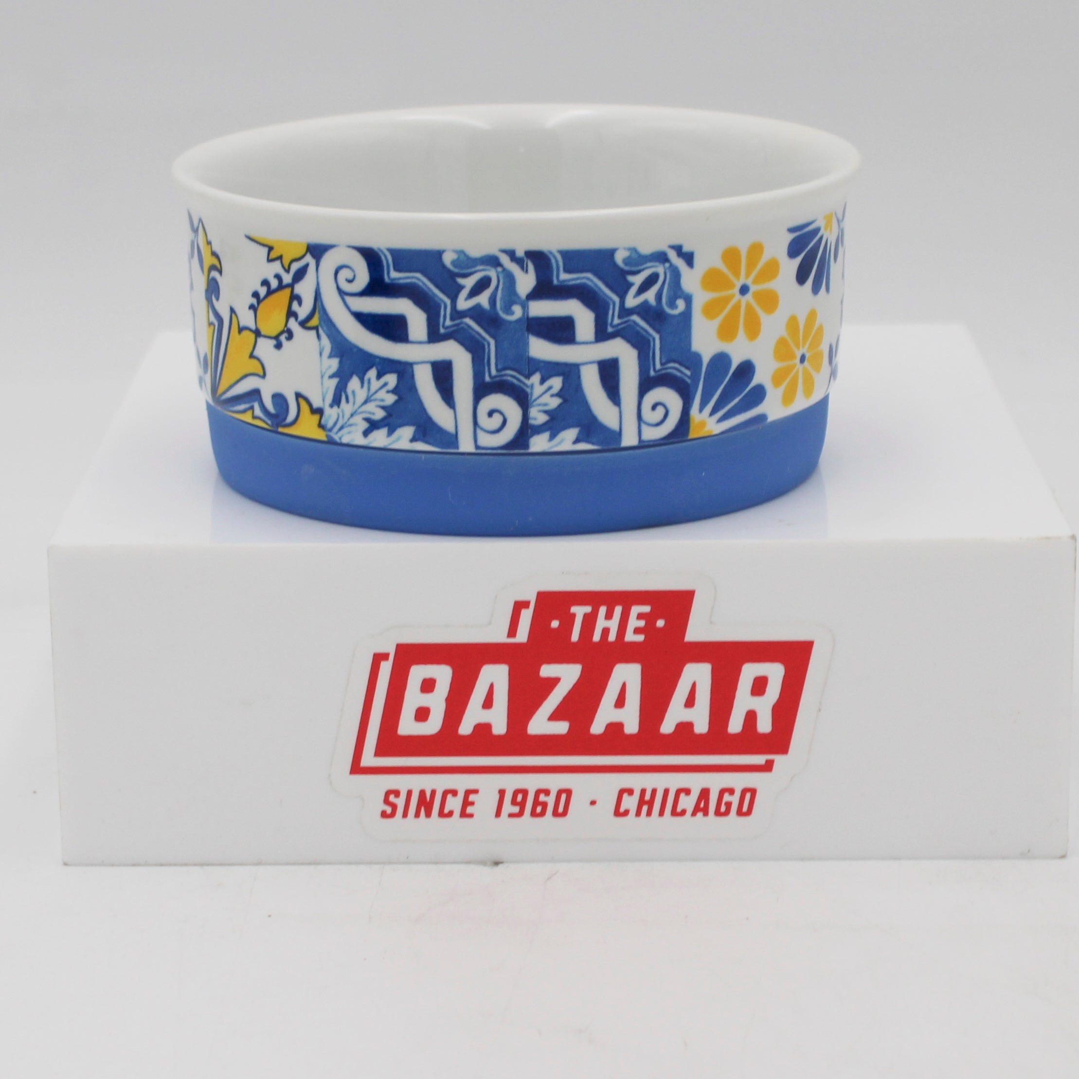 CERAMIC PET BOWL - PORTUGUESE AZULEJOS - SMALL 4.25Dx2H