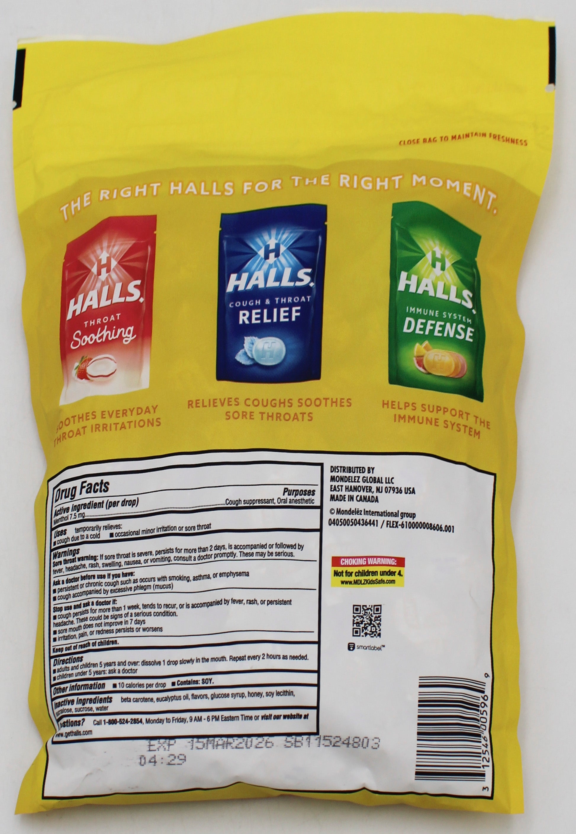 HALLS HONEY-LEMON BAG 140 pc  exp 3/14/26