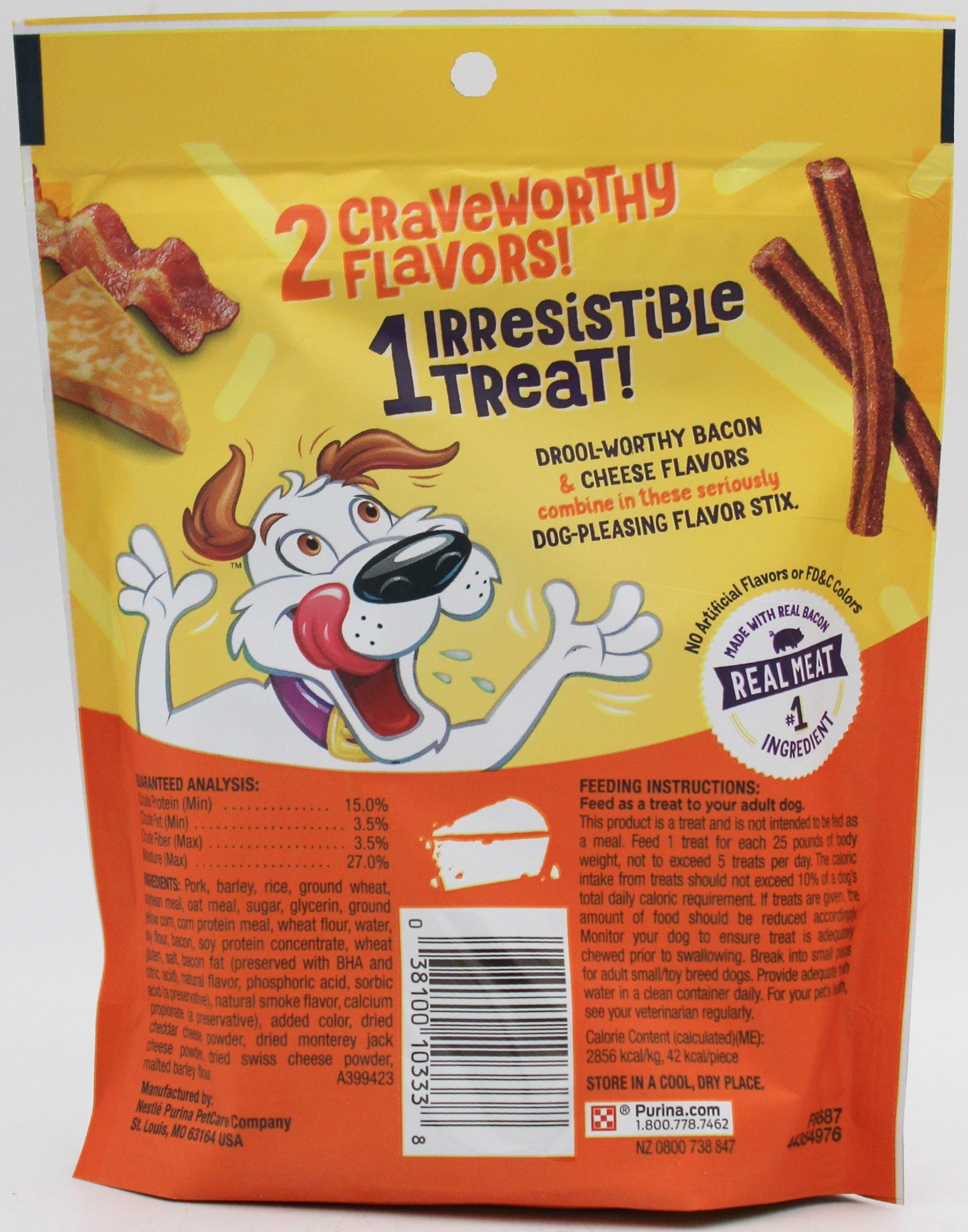 PURINA BEGGIN' FLAVORSTIX BACON CHEDDAR 6oz EXP 6.30.26 NI