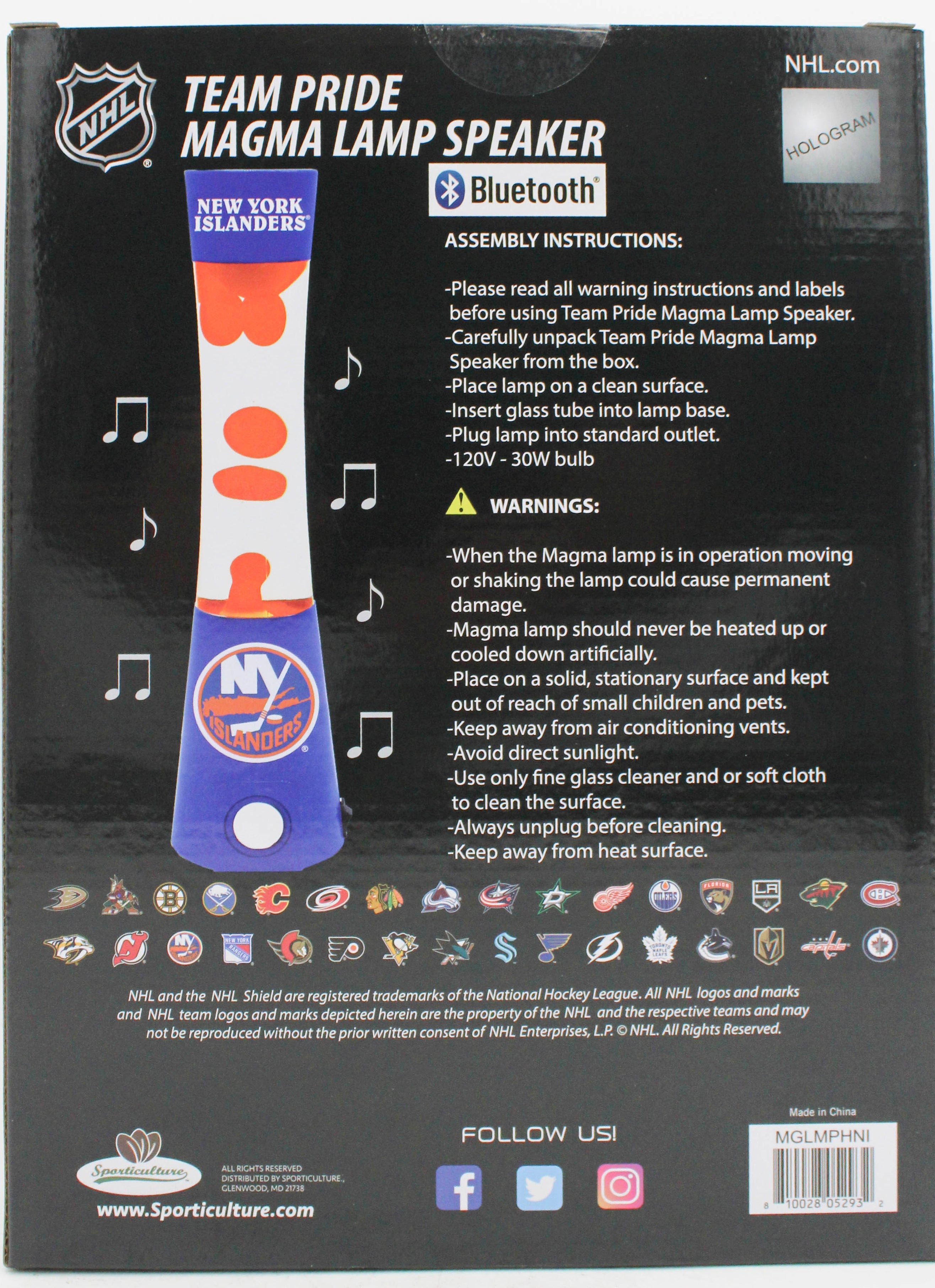 NHL NEW YORK ISLANDERS LAVA LAMP SPEAKER 16.5"