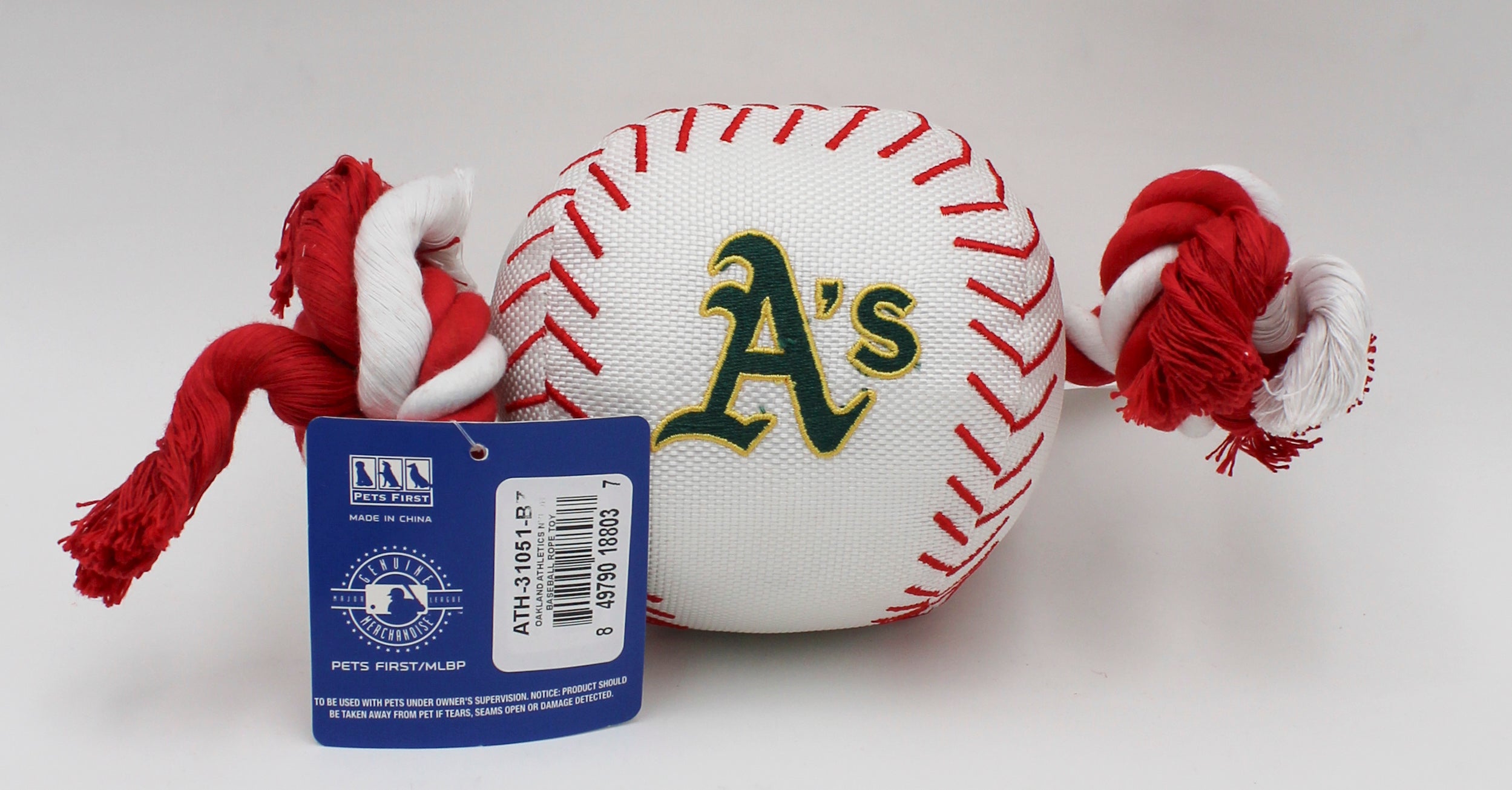 MLB Oakland Athletics Nylon Baseball Rope Dog Toy