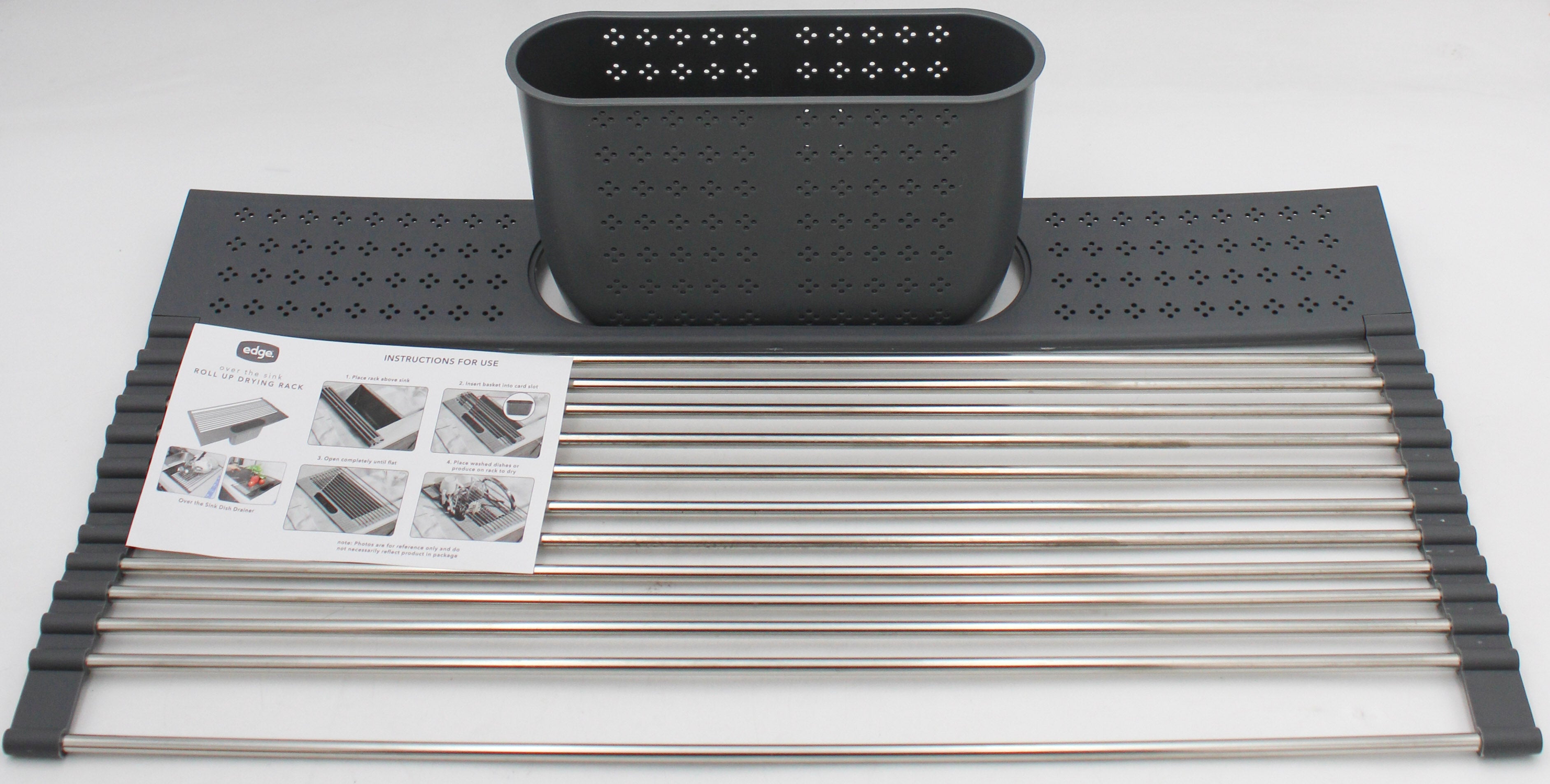 OVER THE SINK ROLL UP DRYING RACK W/ UTENSIL CADDY - 20X11.02INCH