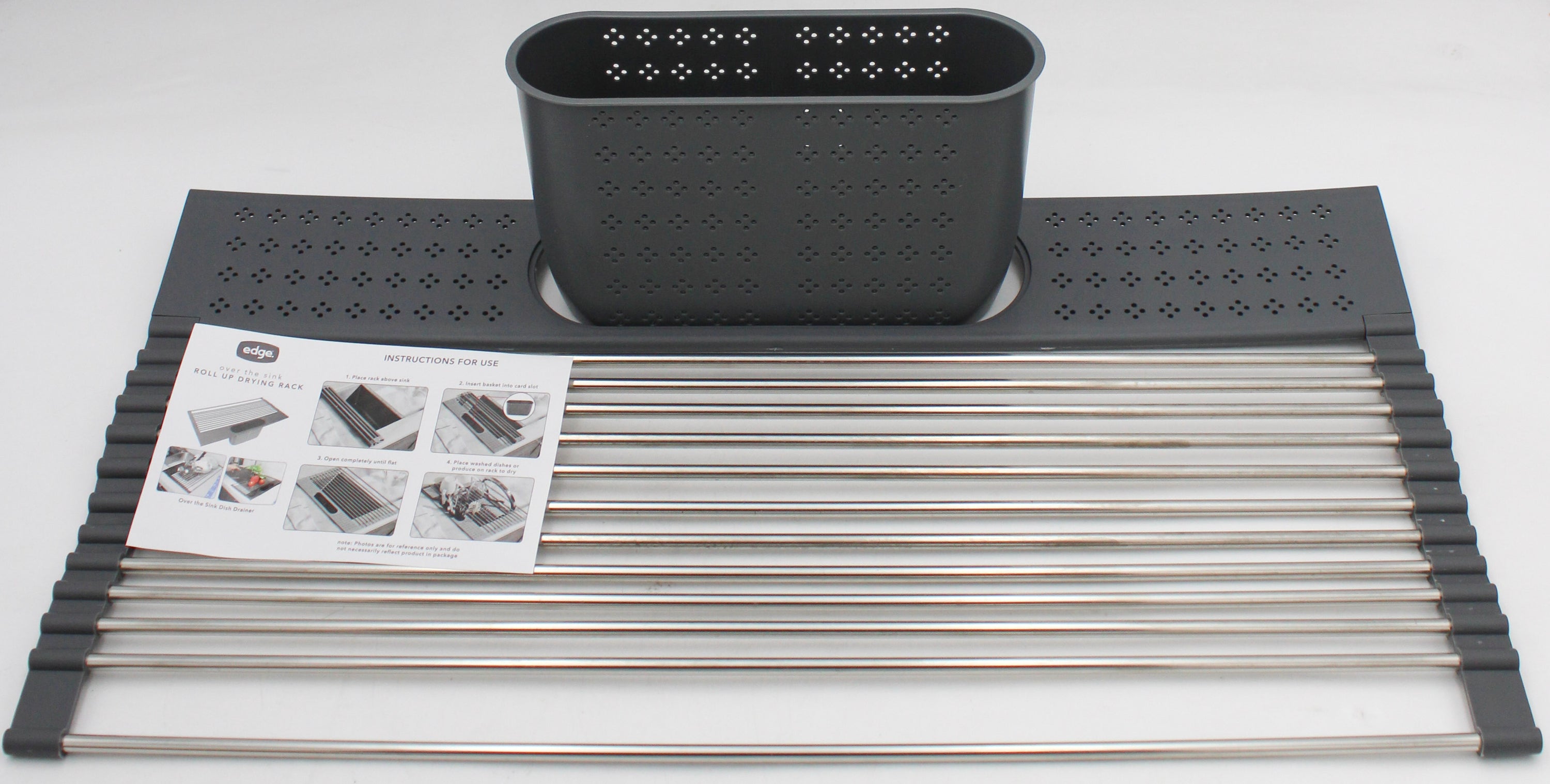 OVER THE SINK ROLL UP DRYING RACK W/ UTENSIL CADDY - 20X11.02INCH