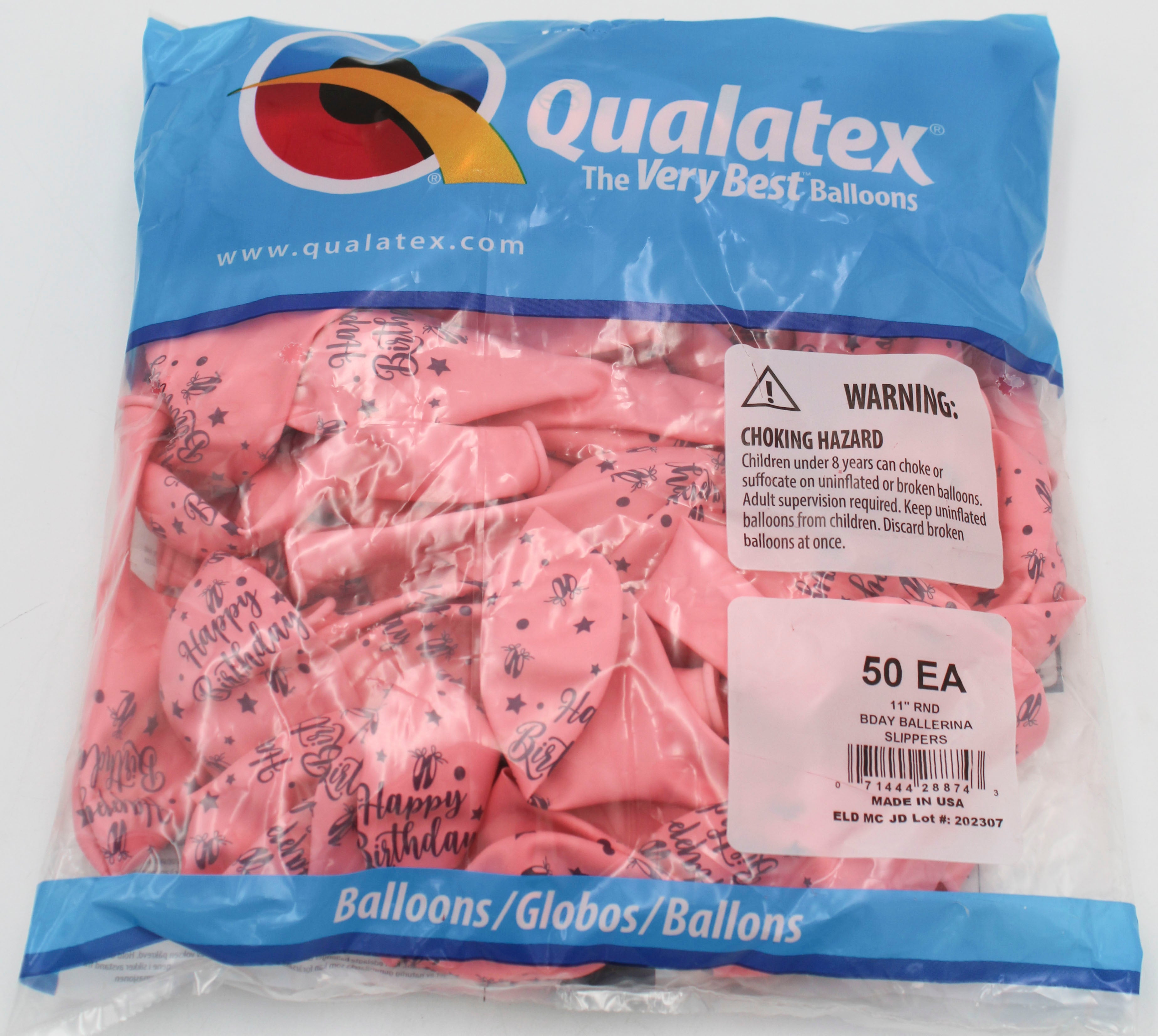 11" ROUND QX LATEX BALLOON PINK 50CT BDAY BALLERINA SLIPPERS