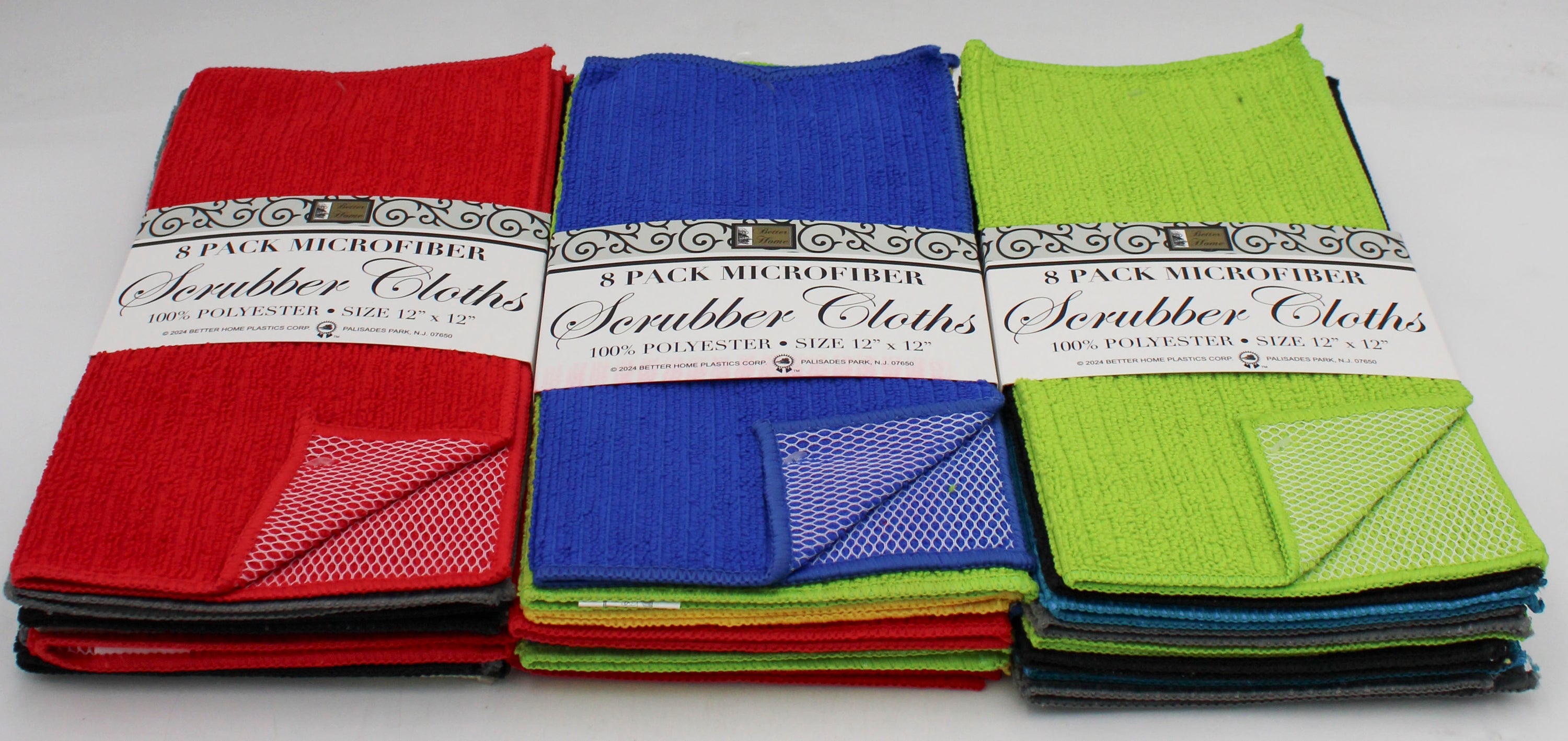 BETTER HOME 8ct MICROFIBER SCRUBBER CLOTHS 12''x12'' 100% POLYESTER