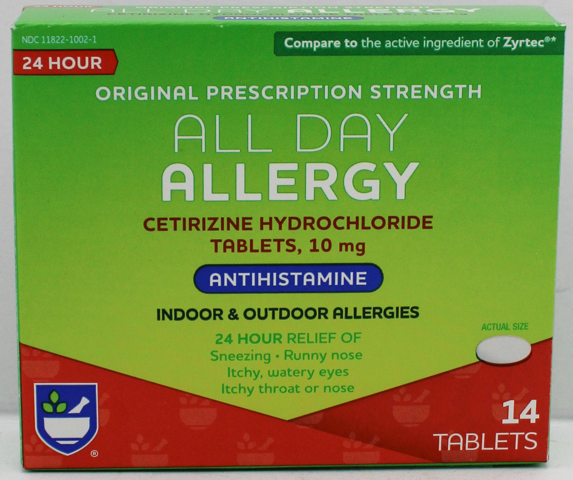 RITE AID 24HR ALLERGY RELIEF TABLETS 14ct EXP 12/31/2026 COMPARES TO Zyrtec