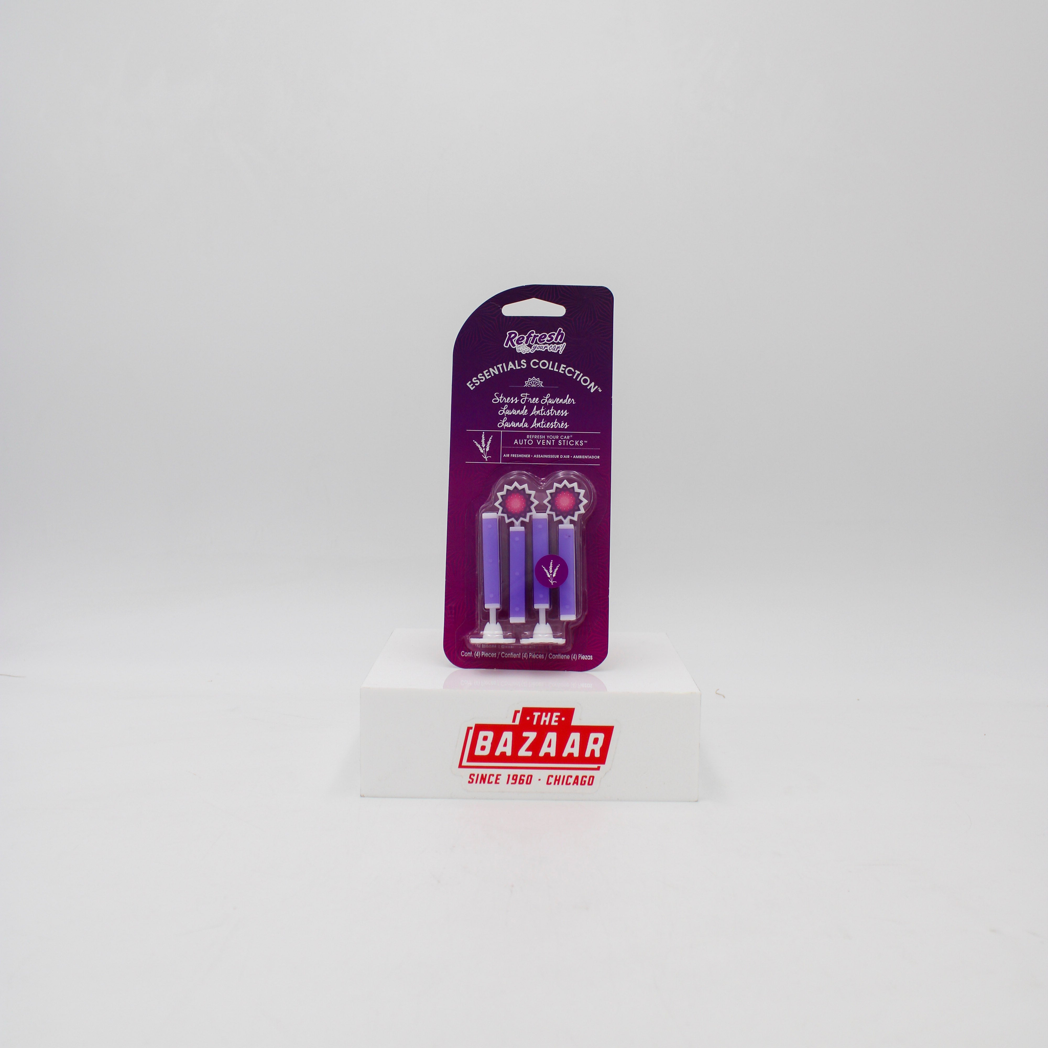 REFRESH YOUR CAR!  STRESS-FREE LAVENDER VENT STICKS CAR AIR FRESHENER(4-PACK) NI