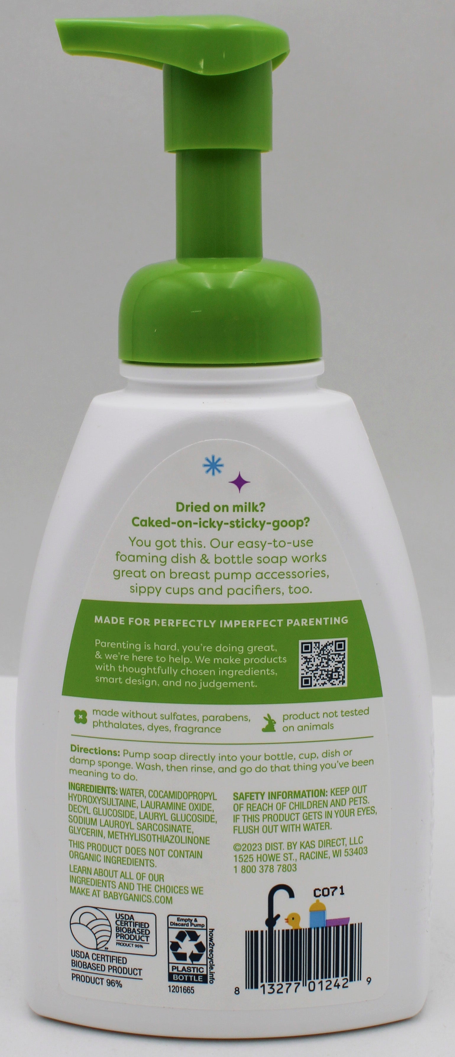 BABYGANICS DISH/BOTTLE SOAP FRAGRANCE FREE 16oz US