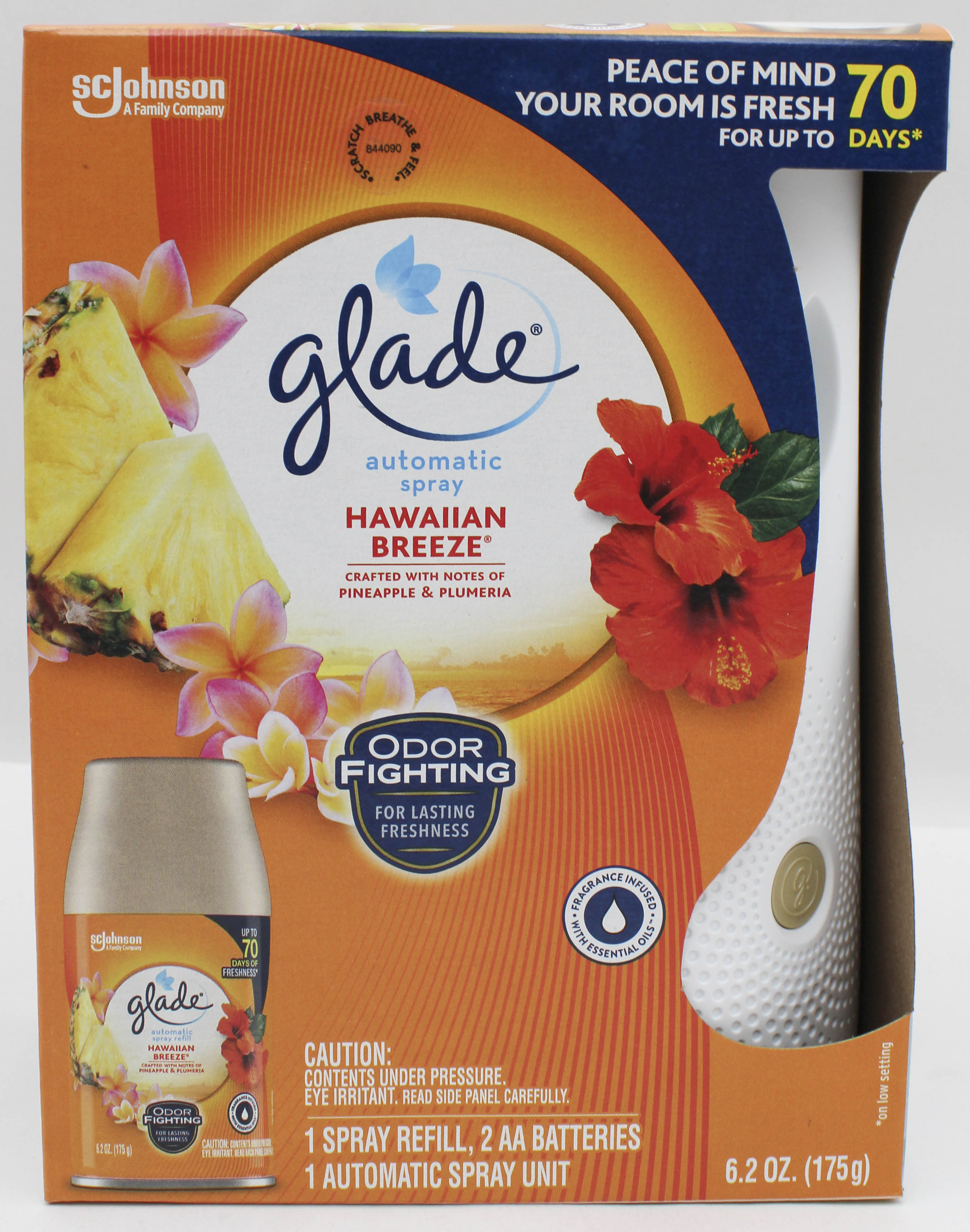 GLADE AUTOMATIC SPRAY STARTER KIT HAWAIIAN BREEZE 1 SPRAYER + 1 REFILL 6.2oz US