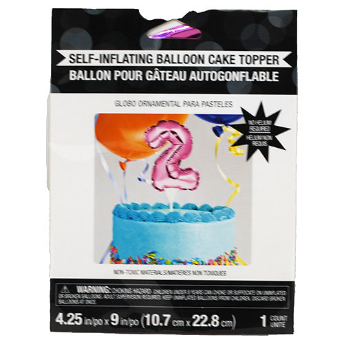 SELF INFLATING BALLOON CAKE TOPPER #2-PINK