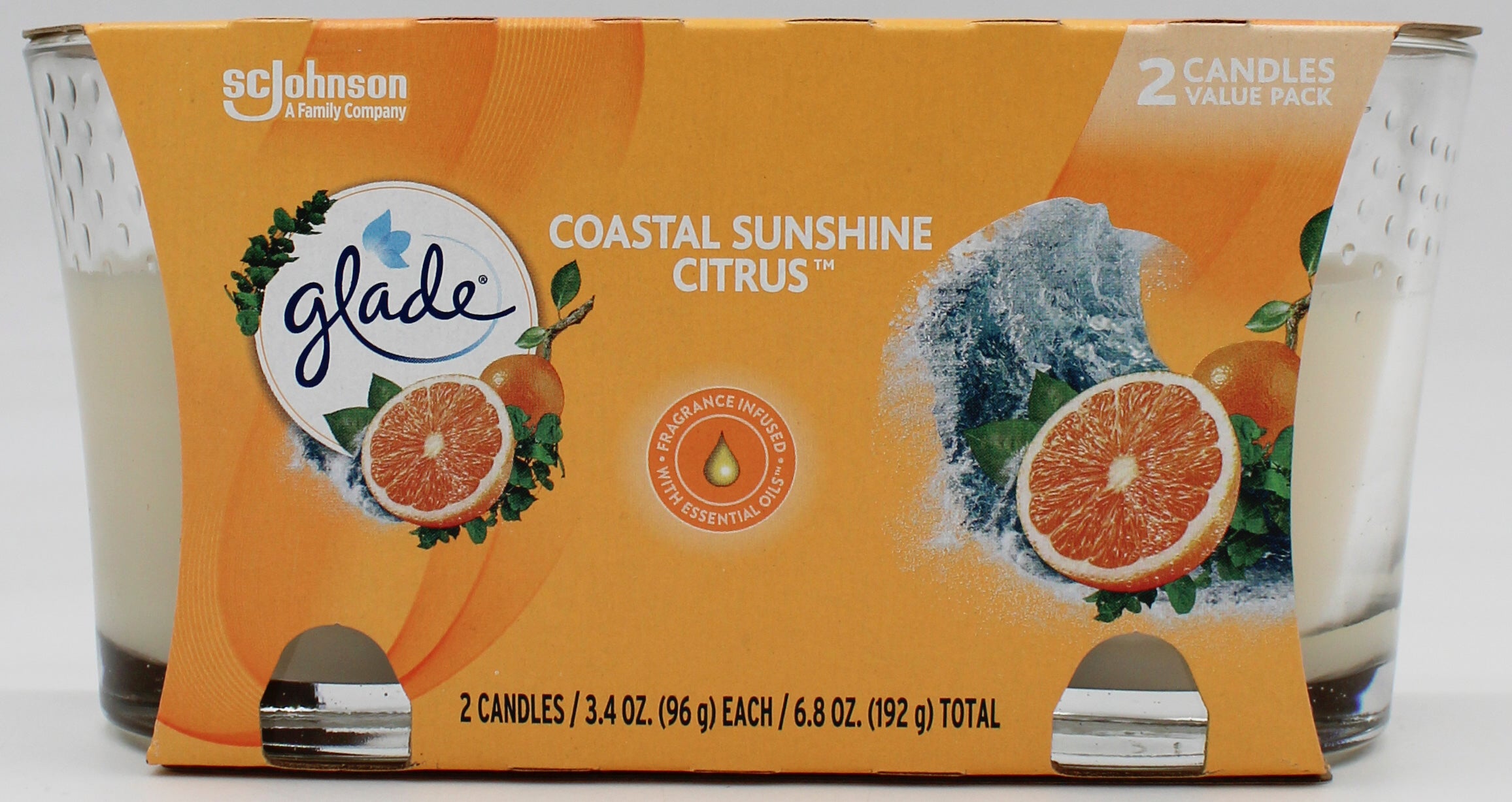 GLADE CANDLE COASTAL SUNSHINE CITRUS 2ct 3.4oz US.