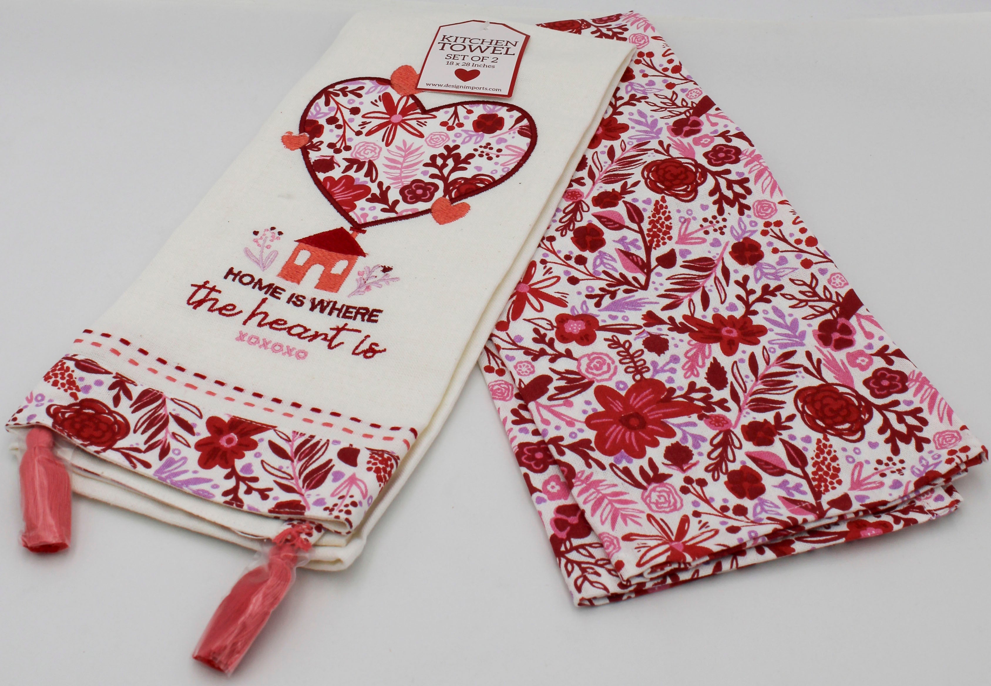 SET OF 2 DISHTOWELS - HOME IS WHERE THE HEART IS