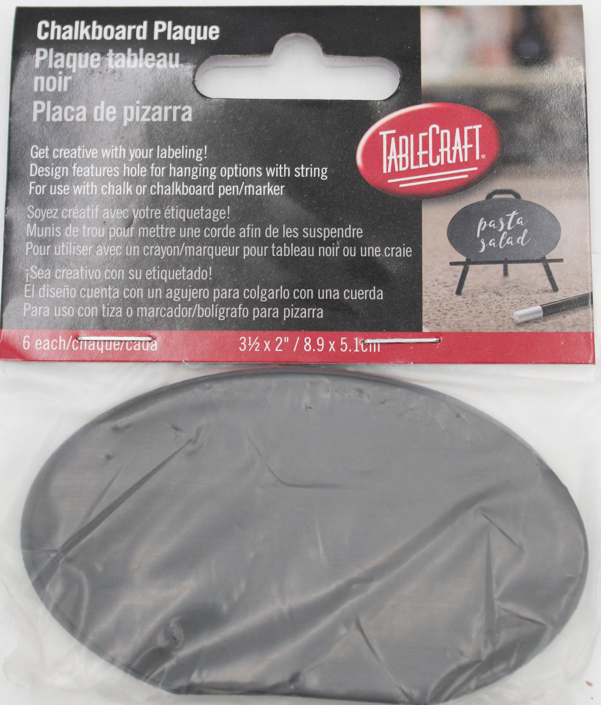 Oval Chalkboard Plaque   Black 2"x3.5"