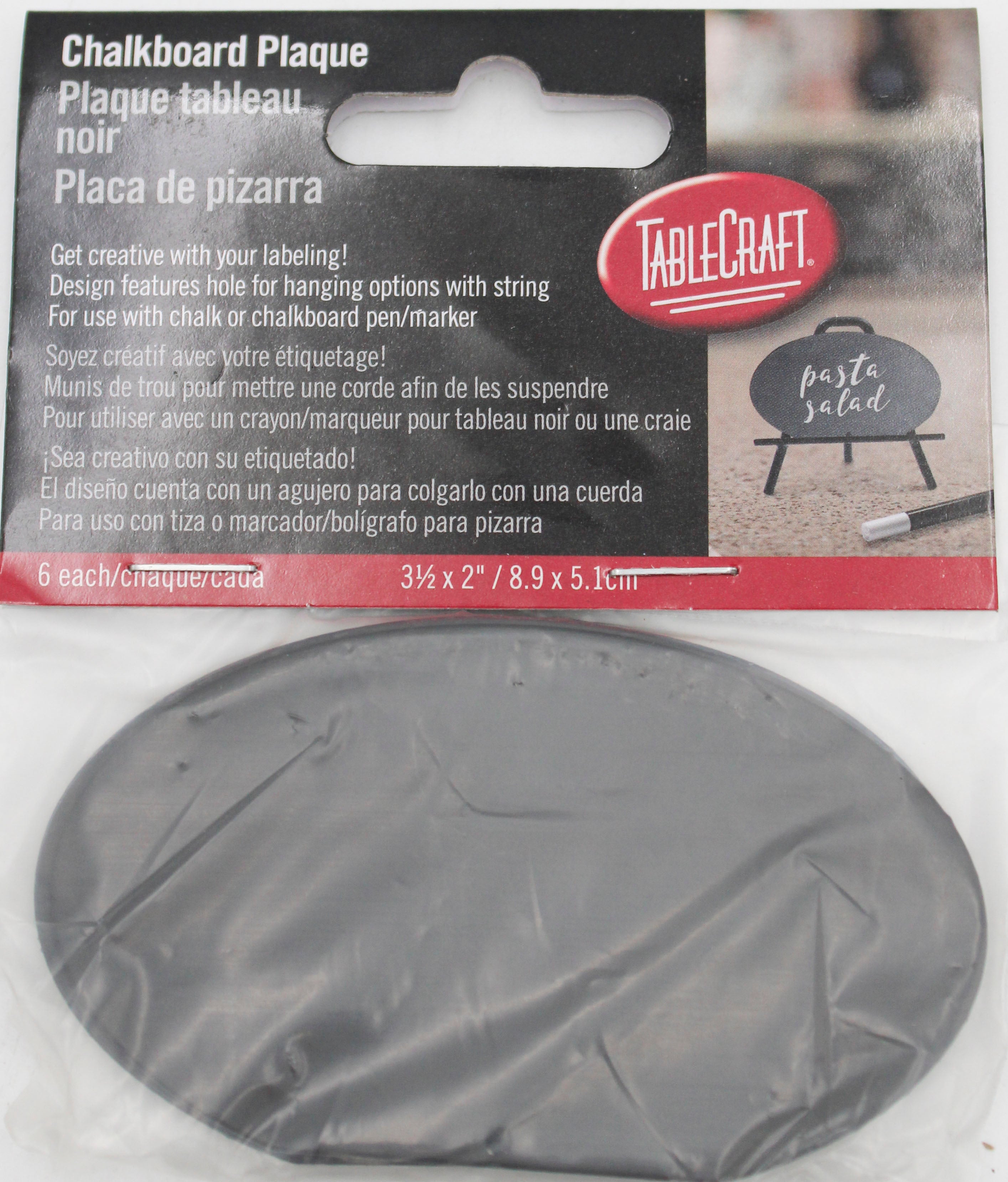 Oval Chalkboard Plaque   Black 2"x3.5"
