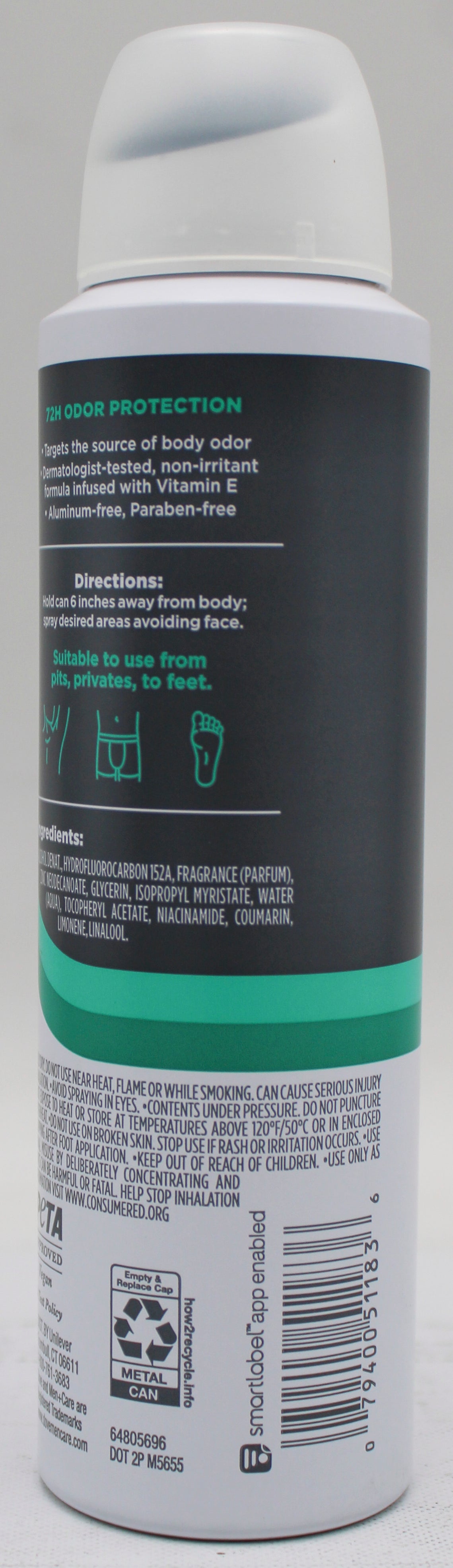 DOVE MEN + CARE WHOLEBODY DEODORANT SPRAY ALOE BAMBOO 4oz