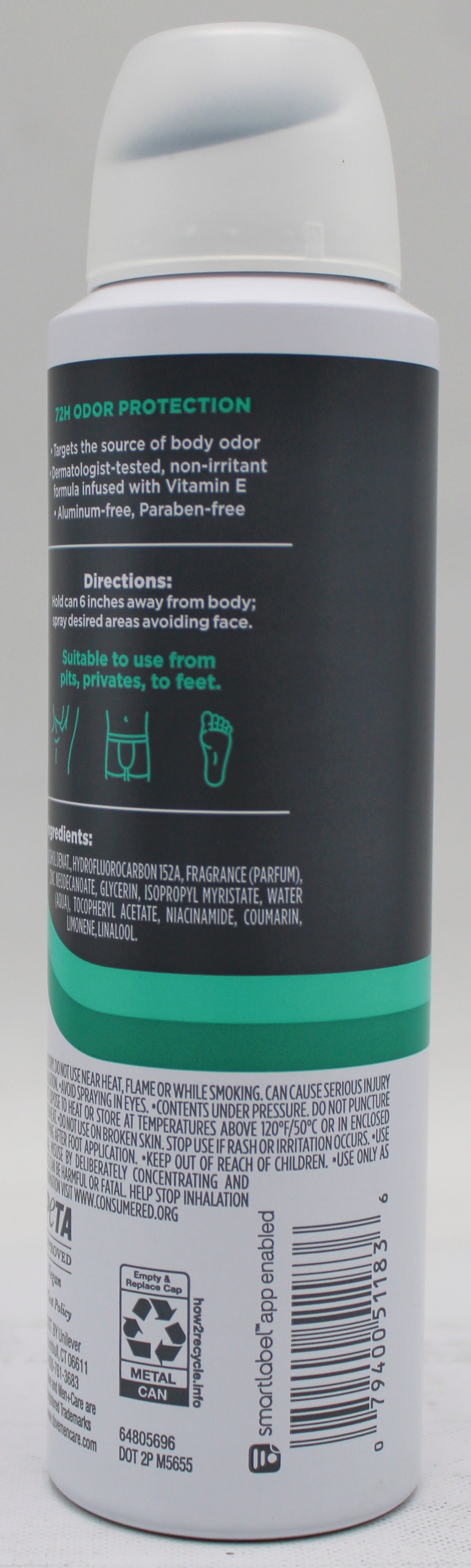 DOVE MEN + CARE WHOLEBODY DEODORANT SPRAY ALOE BAMBOO 4oz