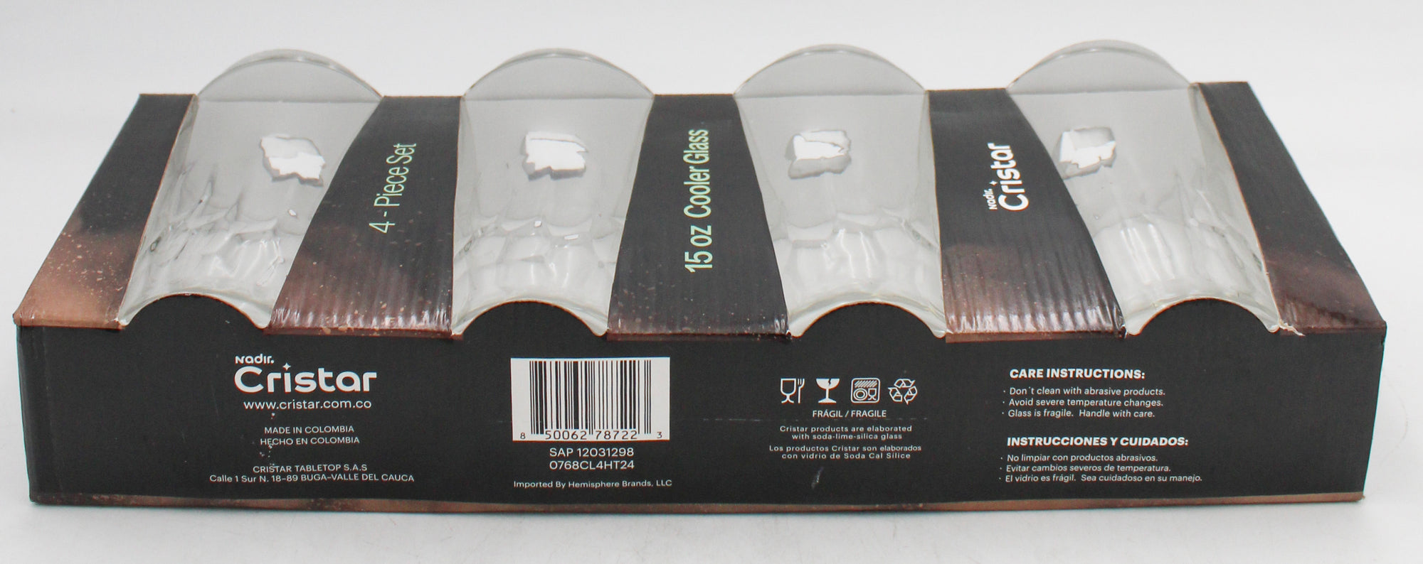 TIERRA COOLER GLASS GLOSSY SLEEVE SET 4ct 15oz