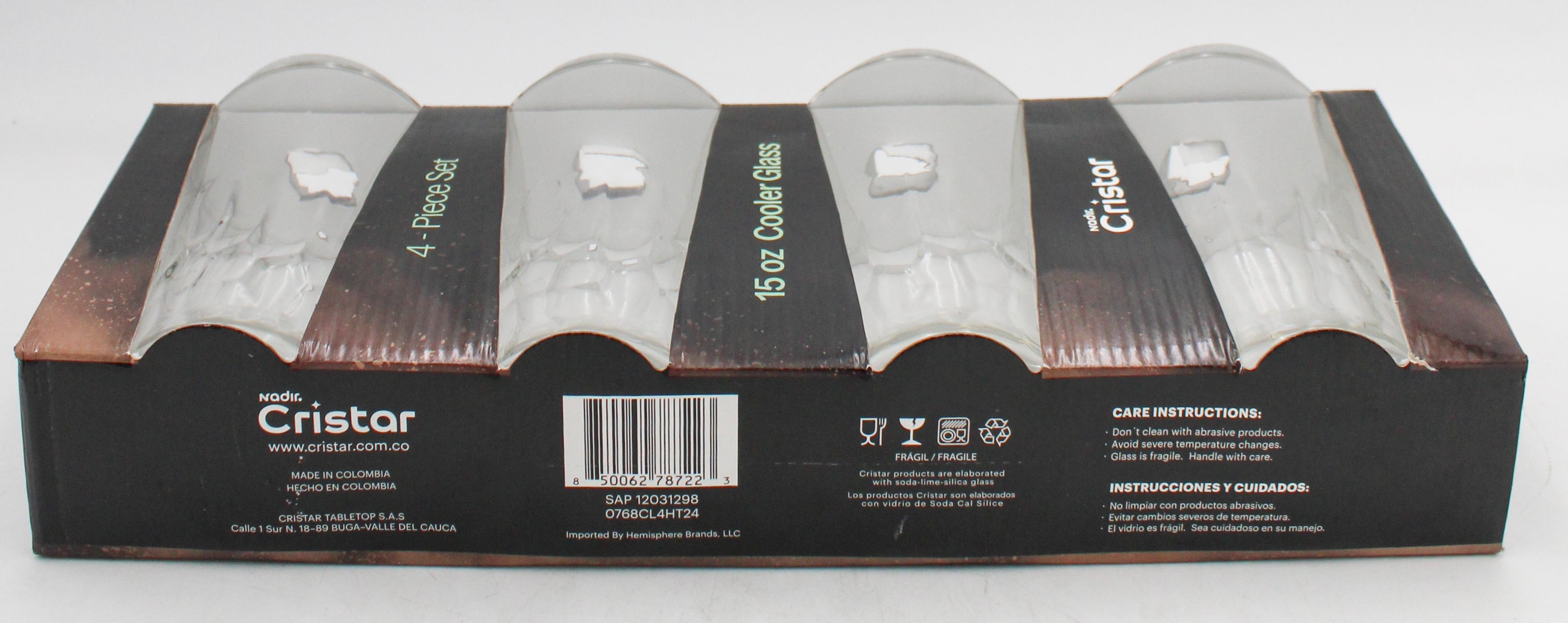 TIERRA COOLER GLASS GLOSSY SLEEVE SET 4ct 15oz