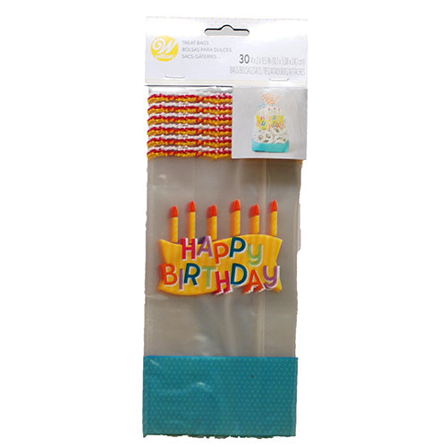 WILTON TREAT BAGS 30CT-HAPPY BIRTHDAY.