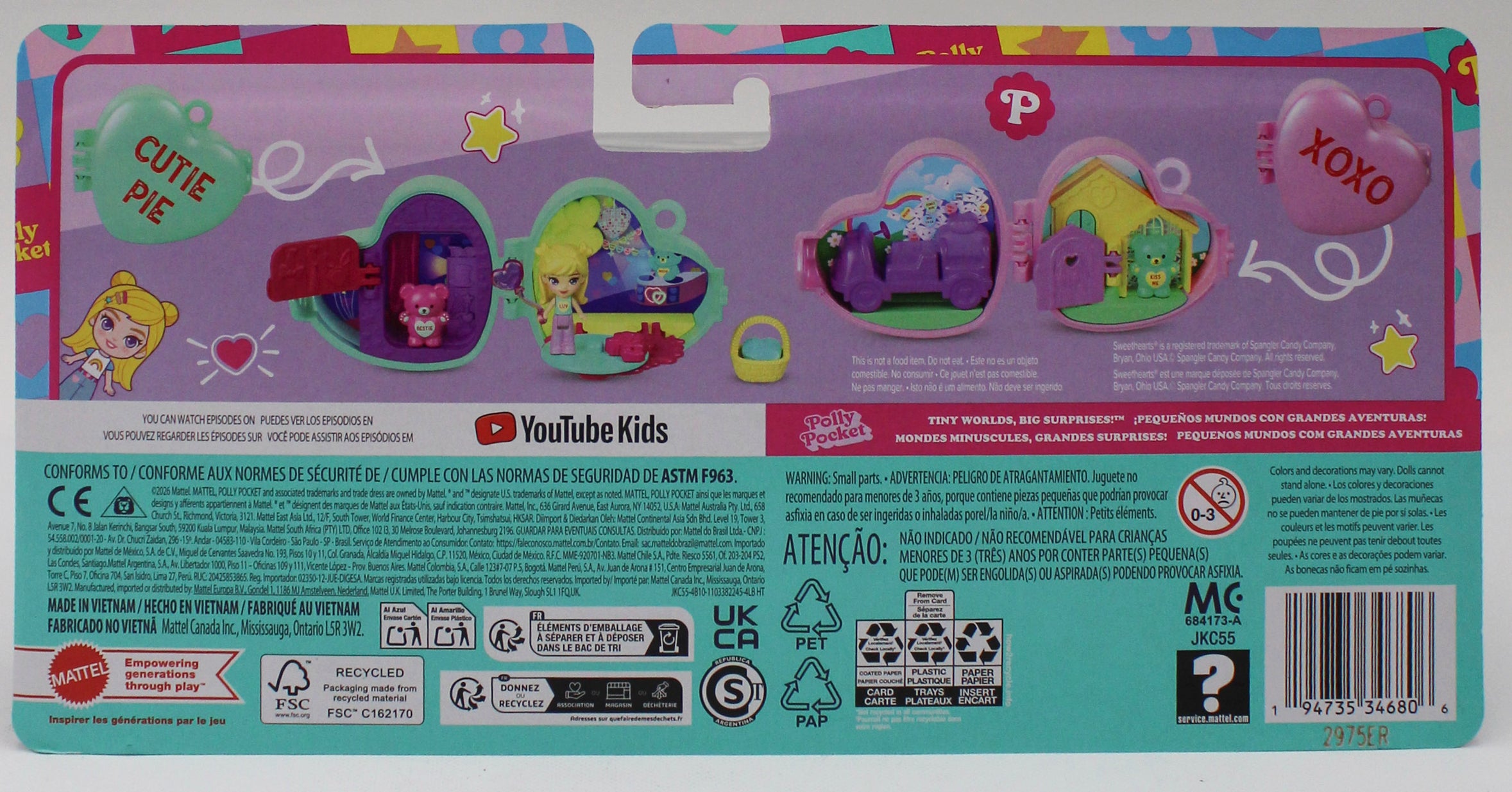 MATTEL POLLY POCKET SWEETHEARTS COMPACT ASSORTMENT