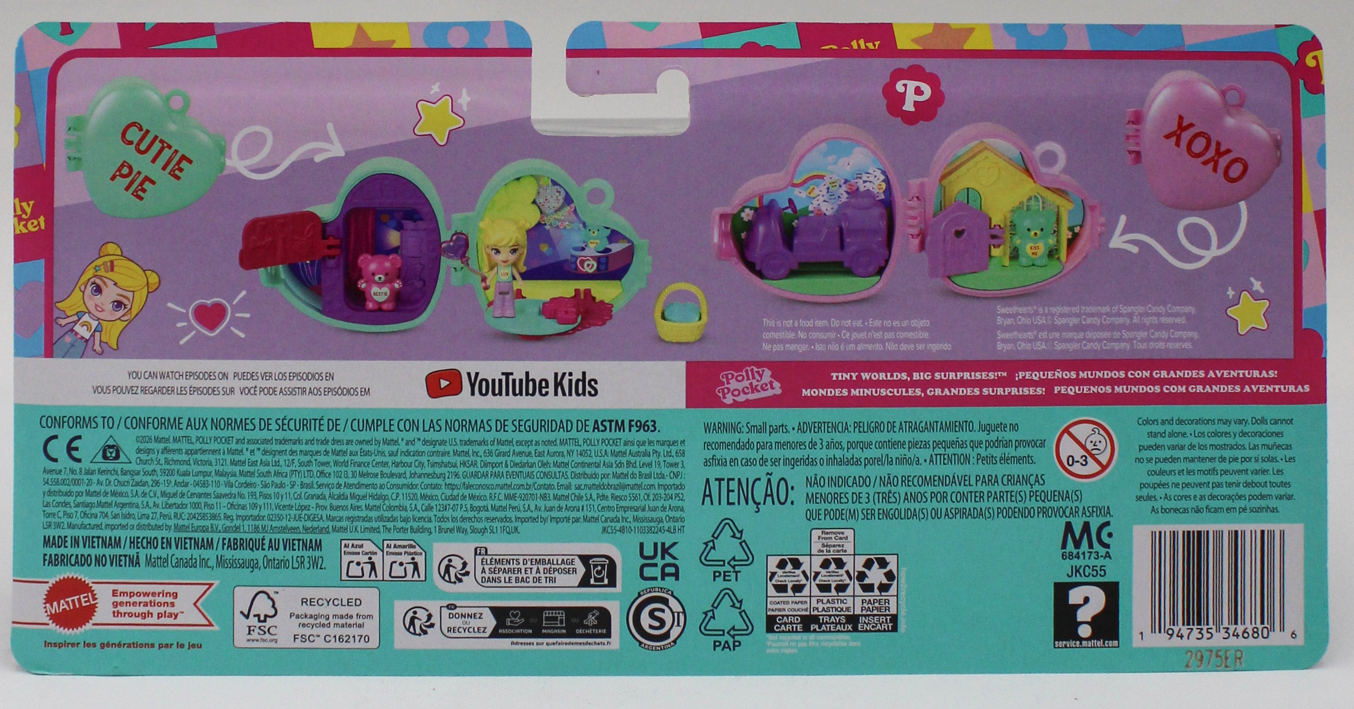 MATTEL POLLY POCKET SWEETHEARTS COMPACT ASSORTMENT