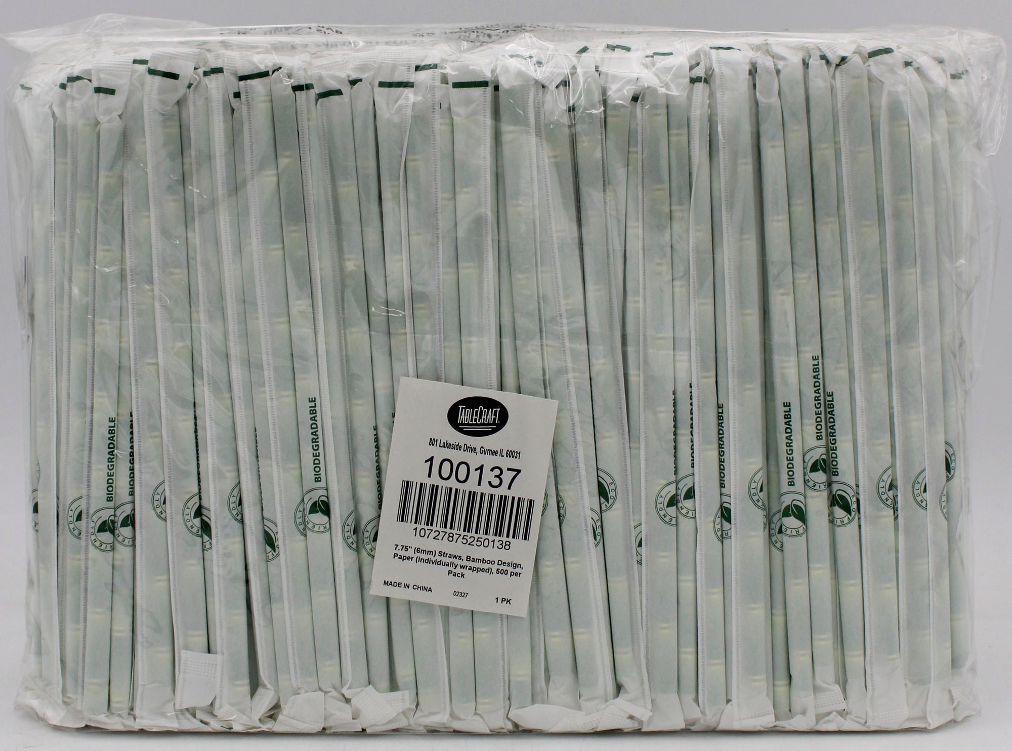 7.75"  Paper Bambo Straws Pack of 500, Individually Wrapped