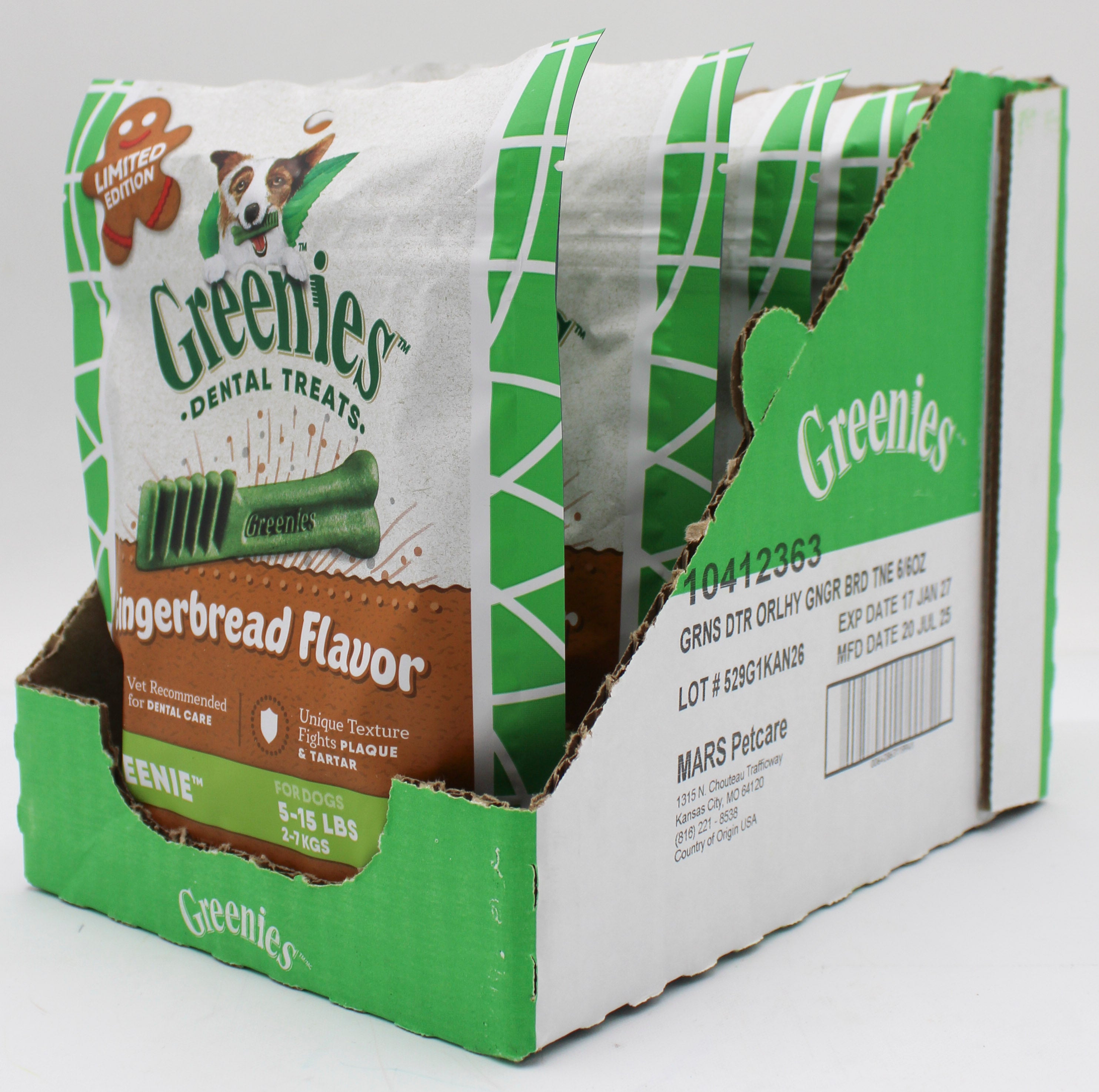 Greenies Gingerbread Teenie Dental Dog Treats 6oz 22pk BB 1/17/2027