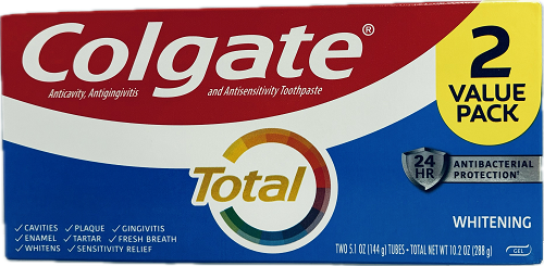 COLGATE TOTAL TOOTHPASTE 2CT 5.1oz WHITENING GEL EXP 1/31/25 NI