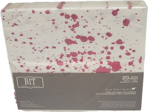 *BEST IN TABLE DINNER NAPKINS BIO BAMBOO 40X40CM 20CT SPOTTED MAGENTA