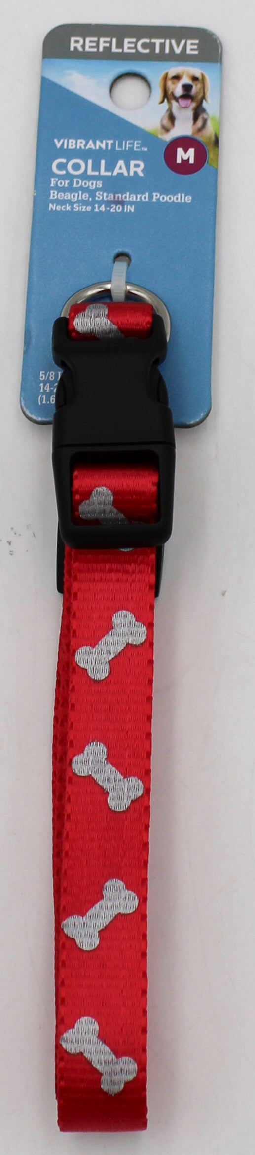 VIBRANT LIFE  MEDIUM REFLECTIVE BONES COLLAR RED