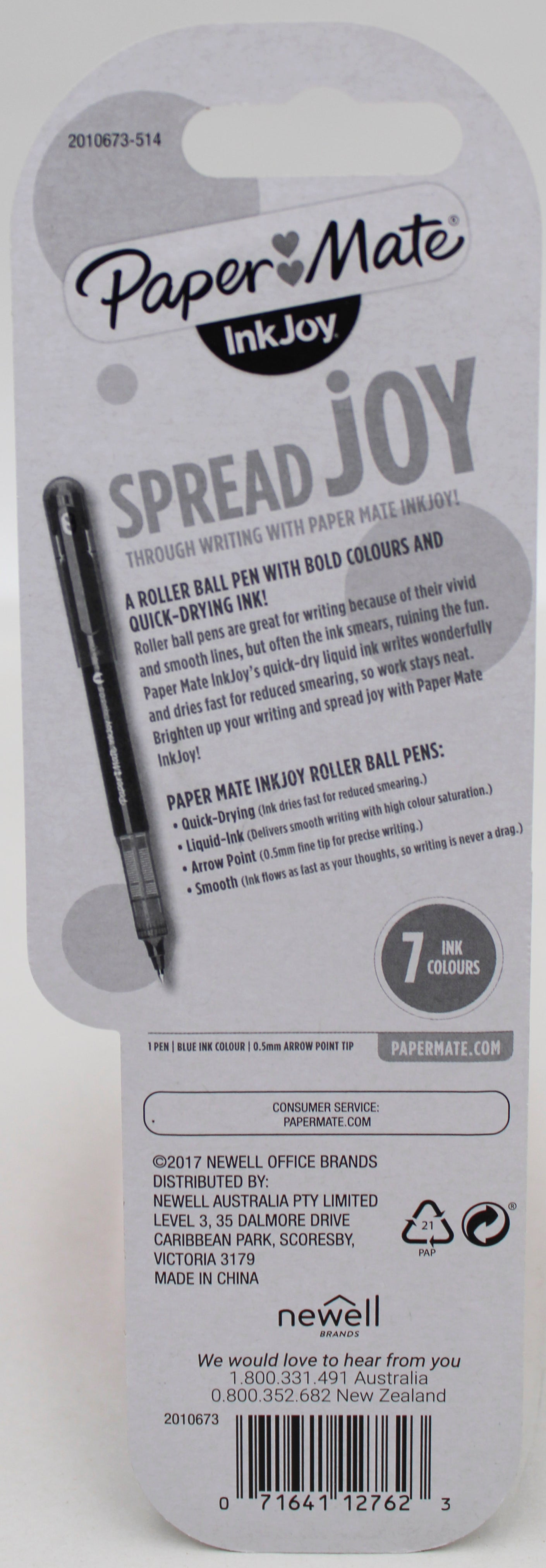 PAPER MATE INKJOY ROLLERBALL FINE POINT PEN BLUE 1CT