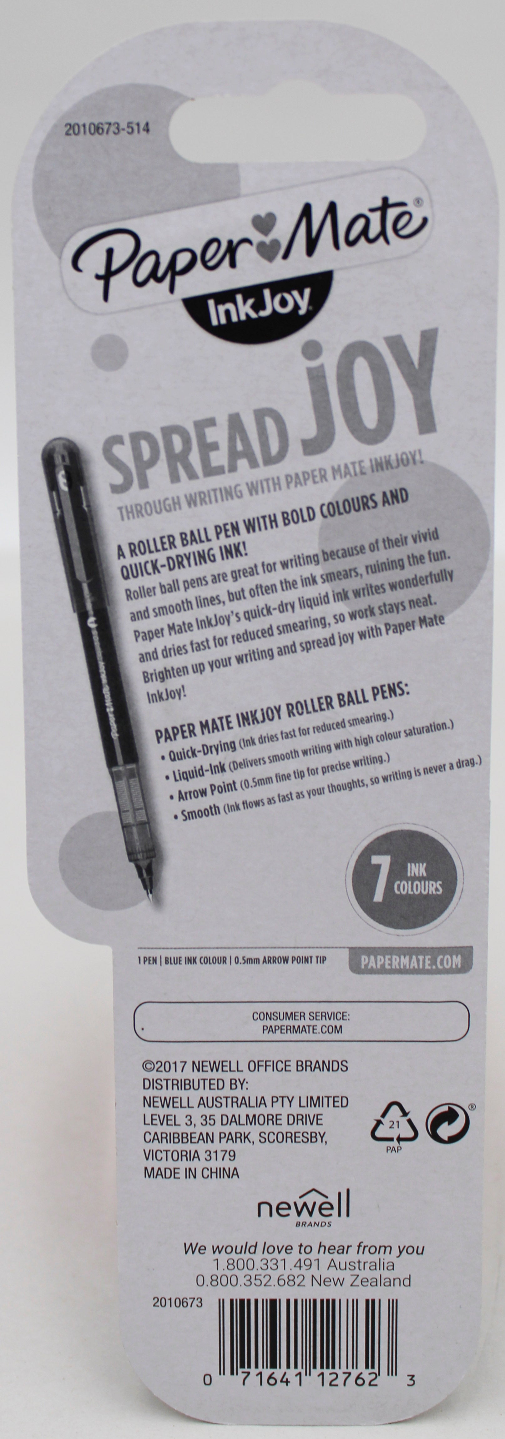 PAPER MATE INKJOY ROLLERBALL FINE POINT PEN BLUE 1CT