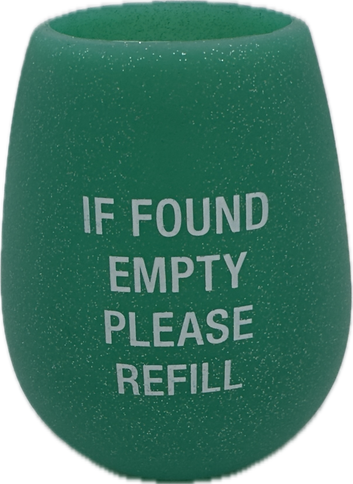 IF FOUND EMPTY GLITTER SILICONE WINE CUP 12.5OZ