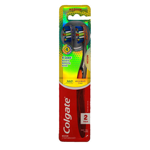 COLGATE T/BRUSH 4ZONE 2PK-MEDIUM NI