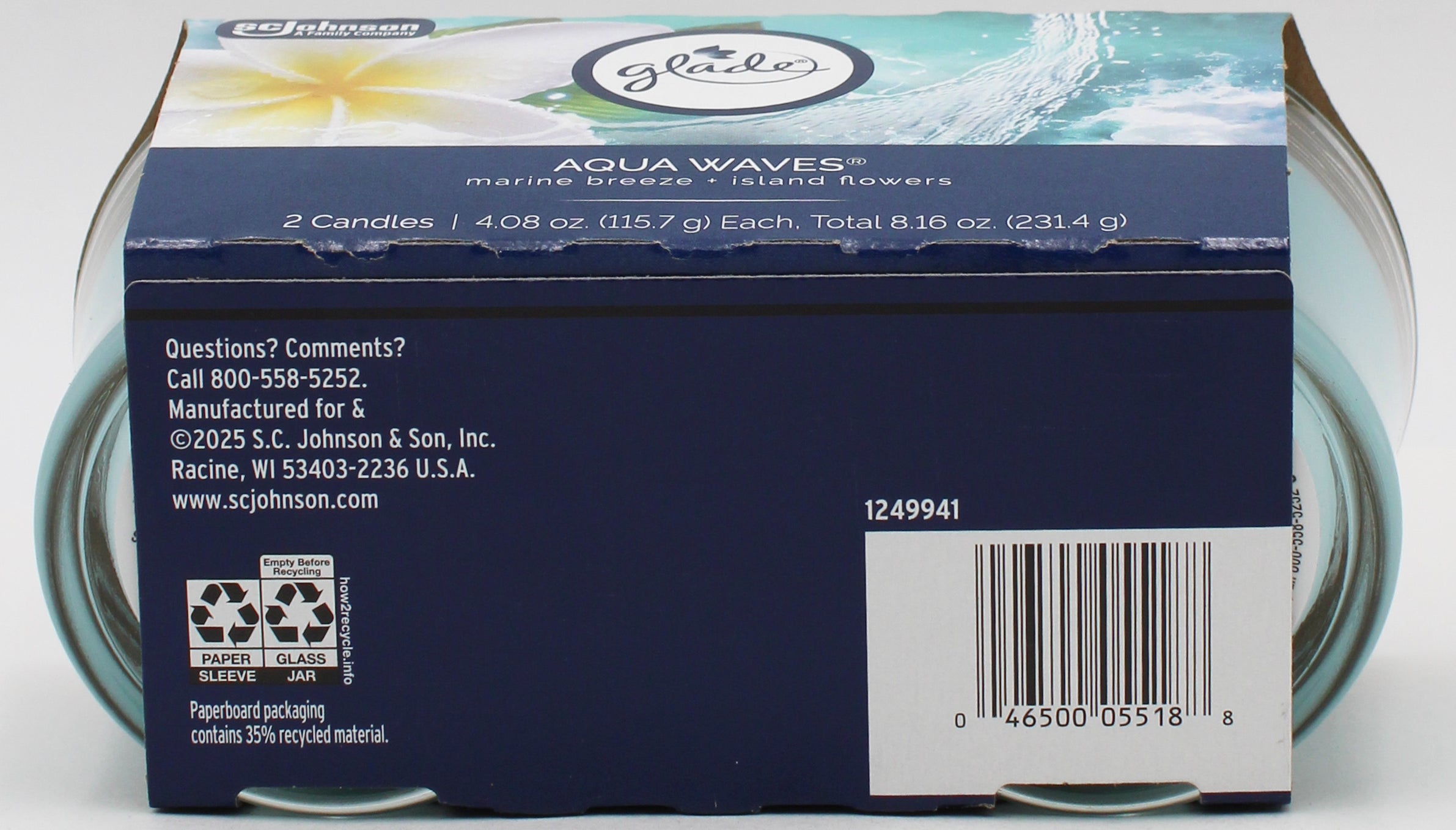 GLADE CANDLE AQUA WAVES 2ct 4.08oz 8.16oz US