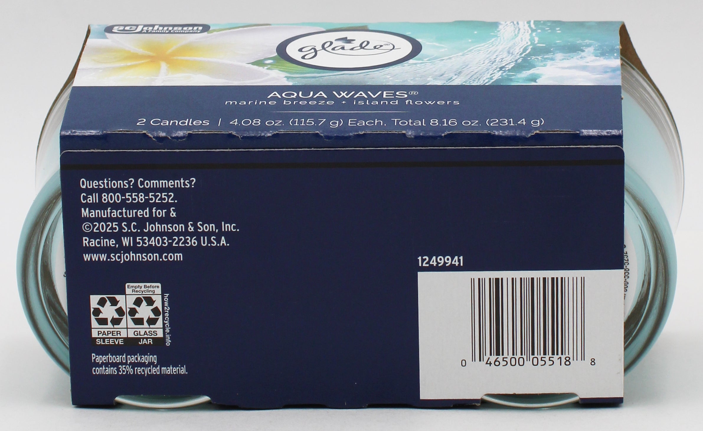 GLADE CANDLE AQUA WAVES 2ct 4.08oz 8.16oz US