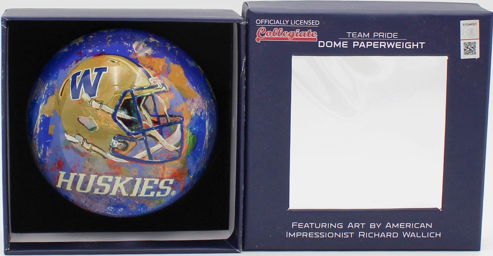 WASHINGTON HUSKIES GLASS DOME PAPERWEIGHT 4"