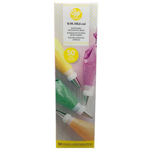 WILTON DSPSBLE DECORTNG BAG 16"/50CT.